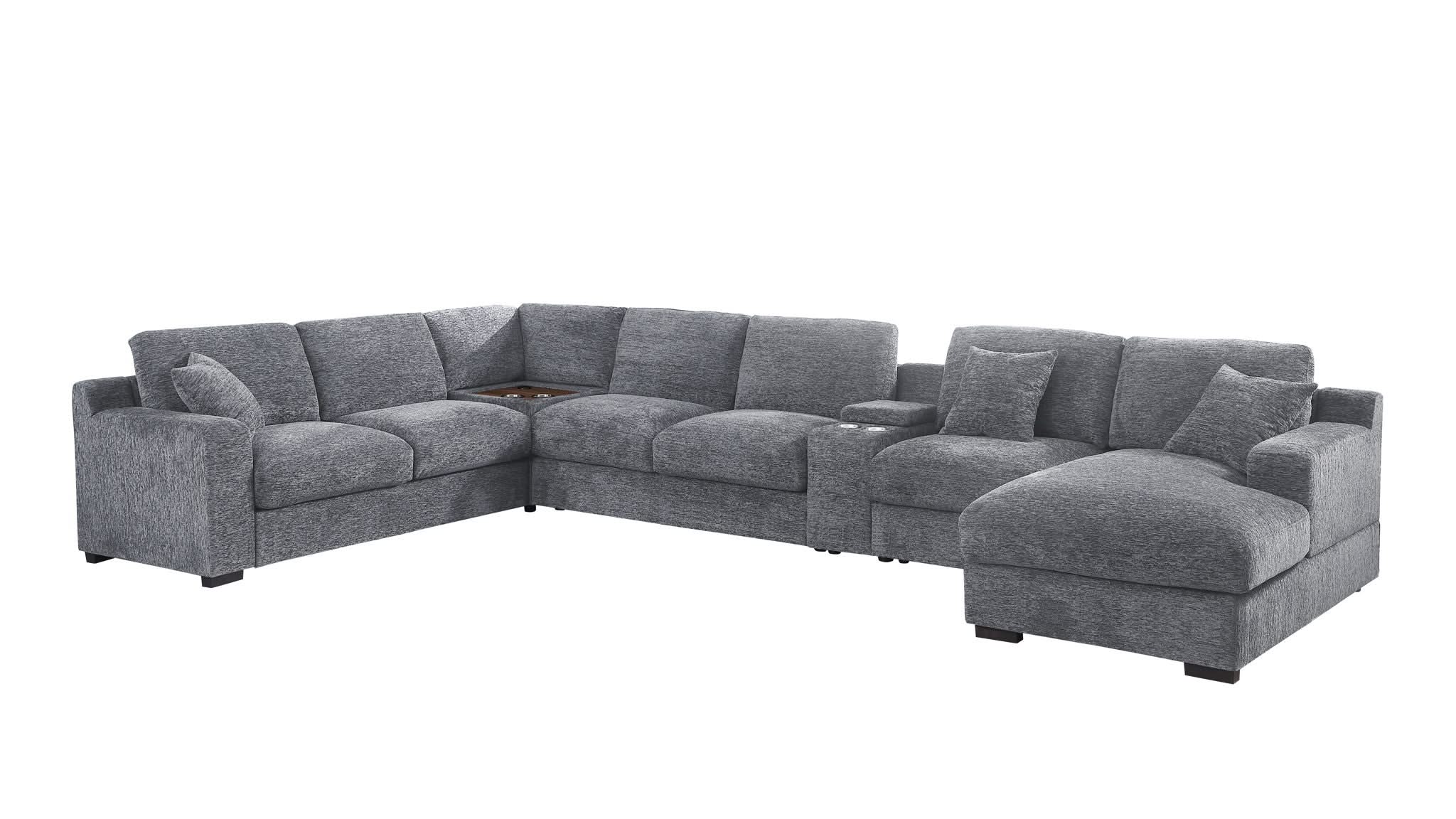 Celine - Fabric Corner Sectional Sofa With Right-Facing Chaise, Cupholders, And Charging Ports - Image 4