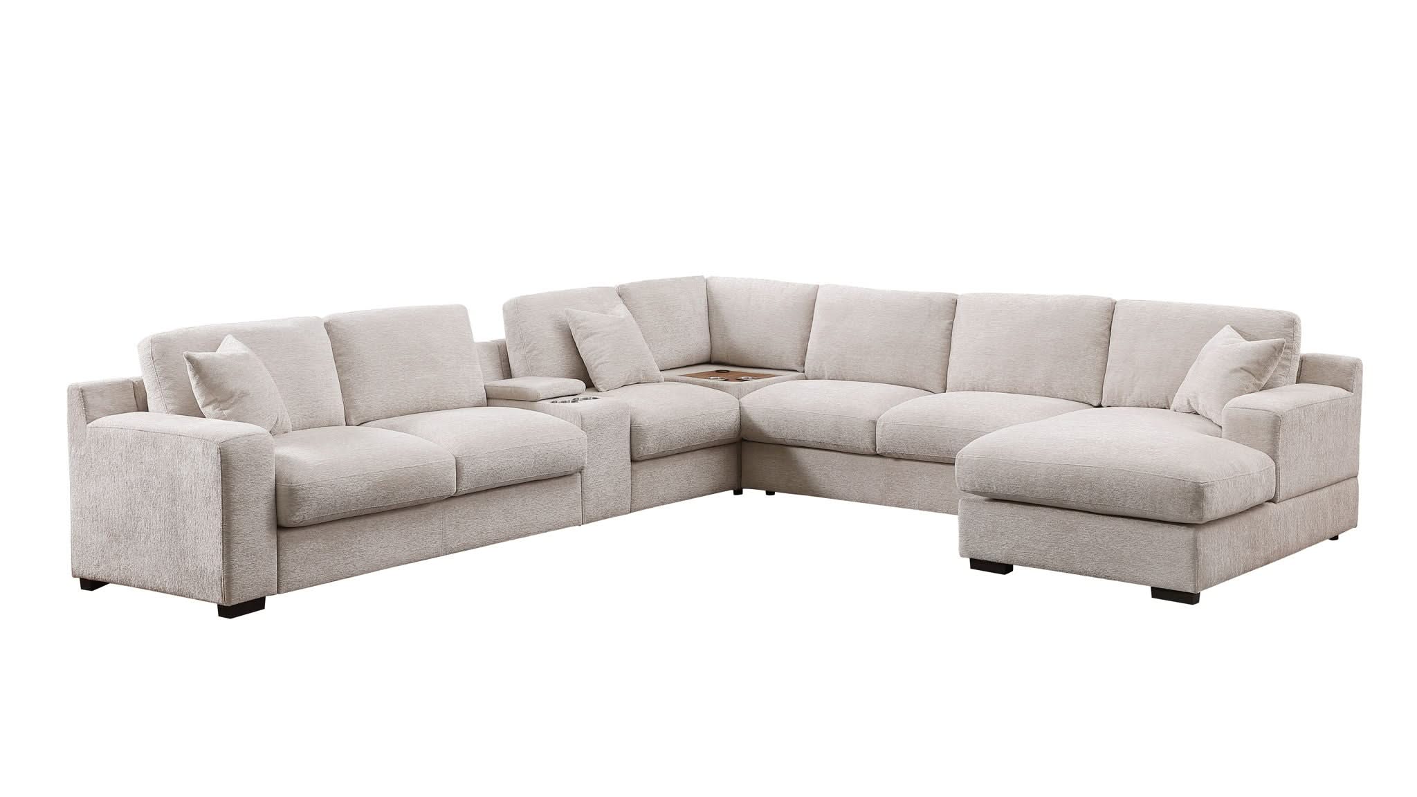 Celine - Fabric Corner Sectional Sofa With Right-Facing Chaise, Cupholders, And Charging Ports - Image 6