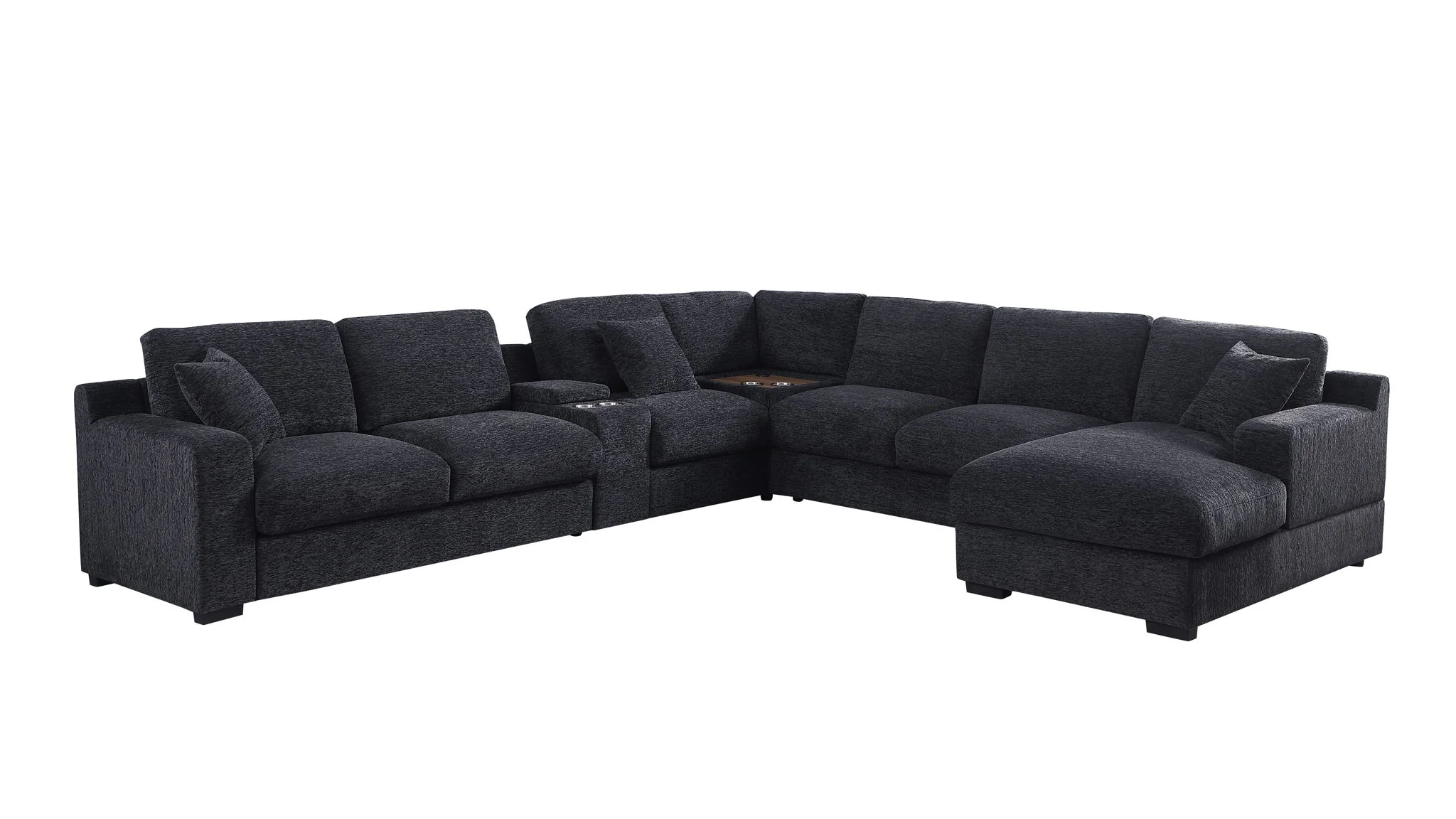Celine - Fabric Corner Sectional Sofa With Right-Facing Chaise, Cupholders, And Charging Ports - Image 7