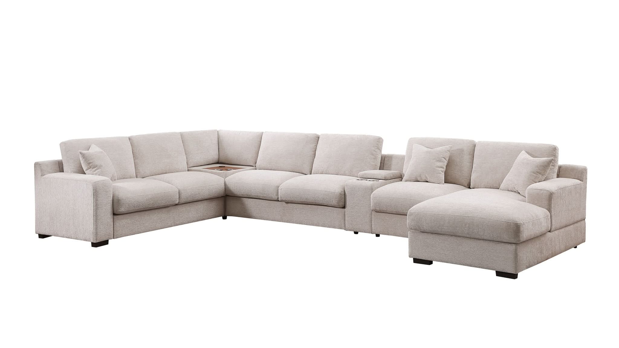 Celine - Fabric Corner Sectional Sofa With Right-Facing Chaise, Cupholders, And Charging Ports - Image 8