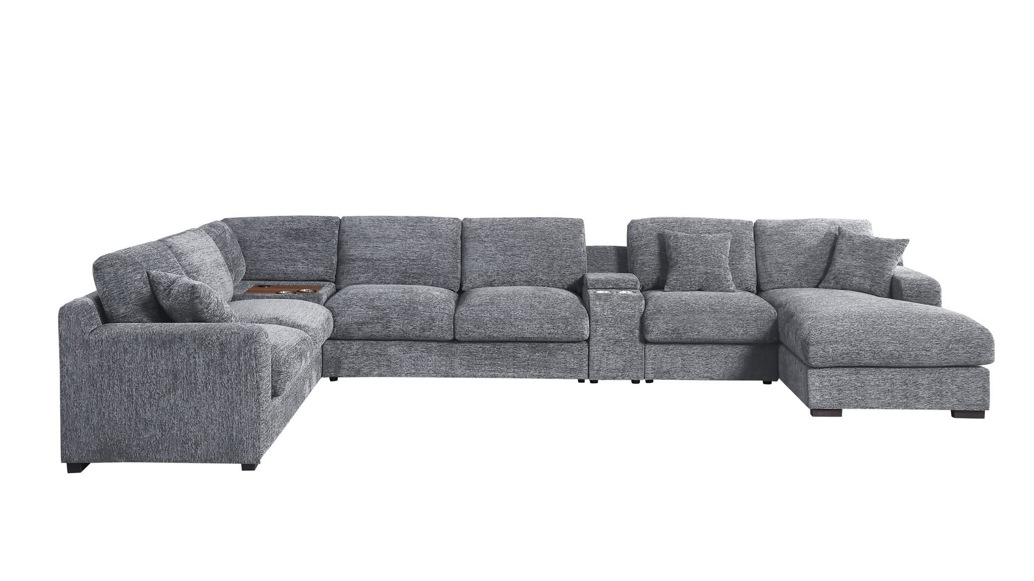 Celine - Fabric Corner Sectional Sofa With Right-Facing Chaise, Cupholders, And Charging Ports - Image 9