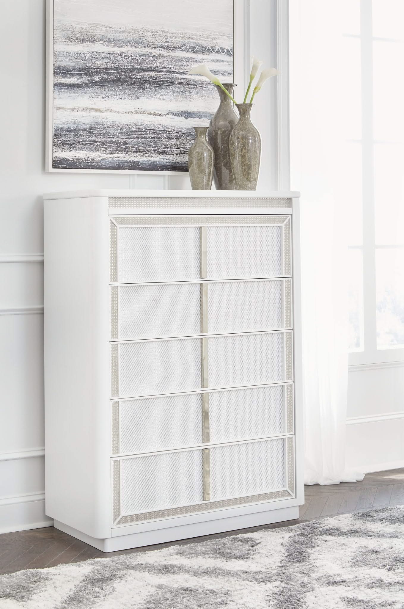 Chalanna - Five Drawer Chest - White - Image 3