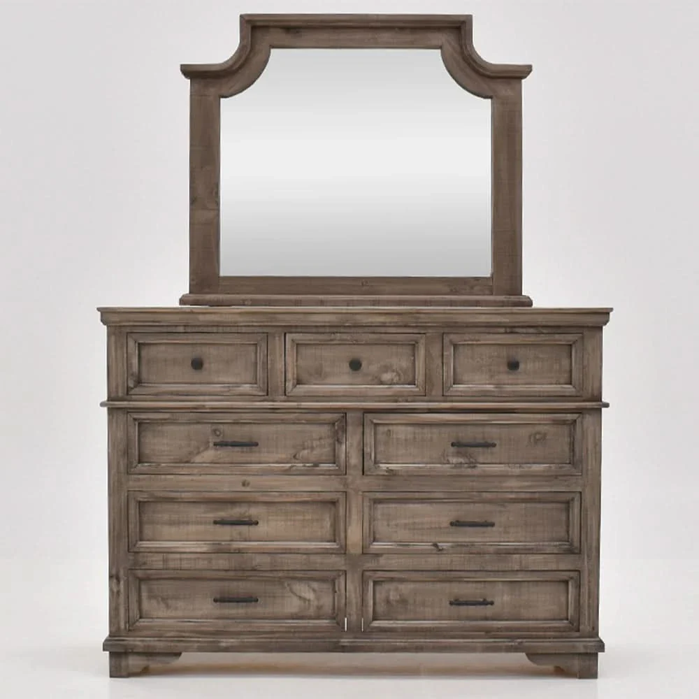 Charleston Gray Bedroom Set with Upholstered Panel Bed and Rustic Design (Available in Queen & King) - Image 3