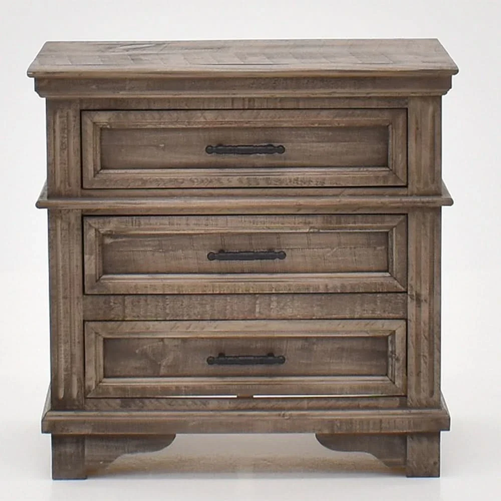 Charleston Gray Nightstand with Rustic Farmhouse Design