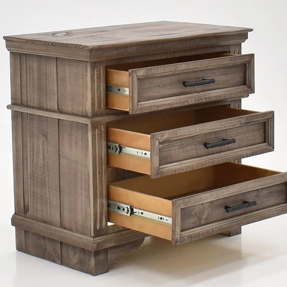 Charleston Gray Nightstand with Rustic Farmhouse Design - Image 2