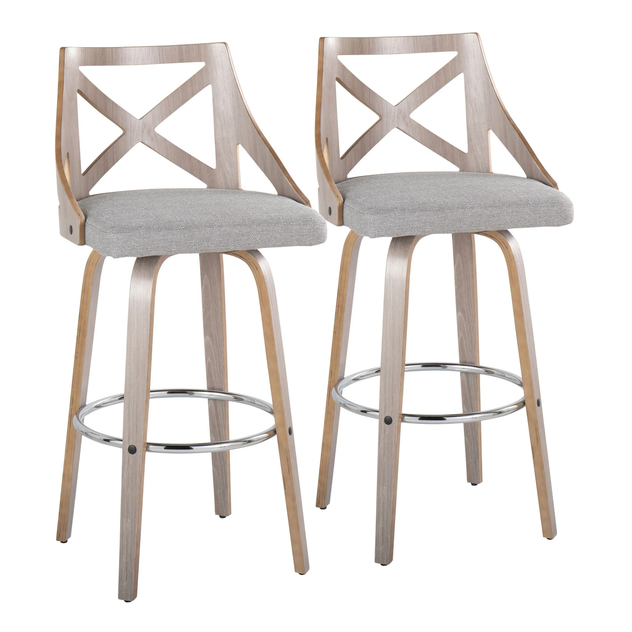 Charlotte - Farmhouse Fixed Height Bar Stool With Round Footrest (Set of 2) - Image 2