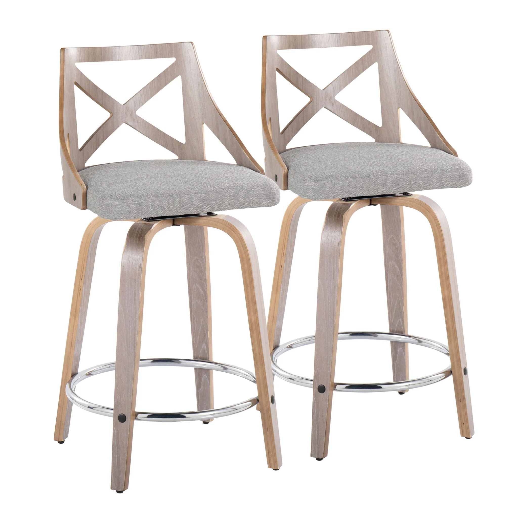 Charlotte - Farmhouse Fixed Height Counter Stool & Swivel With Round Footrest (Set of 2) - Image 2