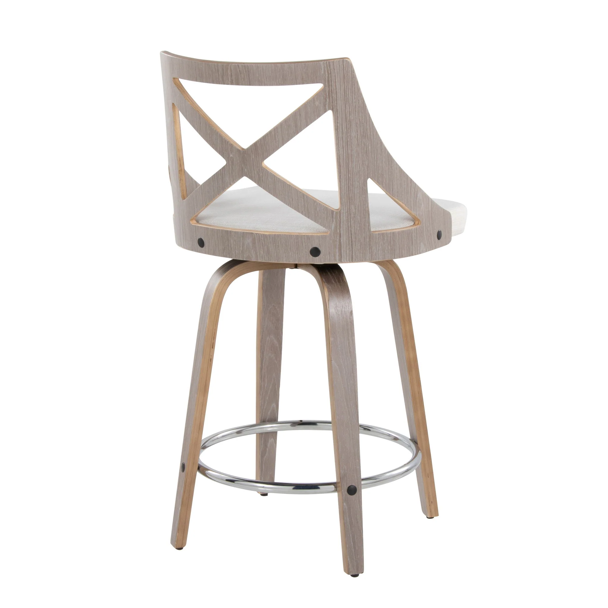 Charlotte - Farmhouse Fixed Height Counter Stool & Swivel With Round Footrest (Set of 2) - Image 4
