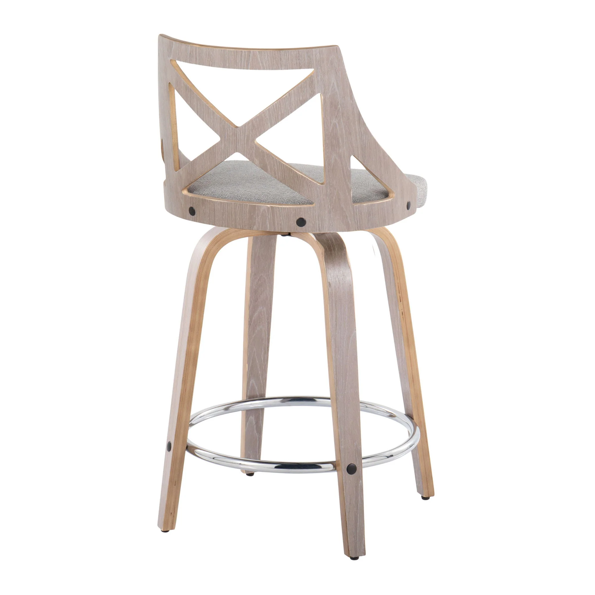 Charlotte - Farmhouse Fixed Height Counter Stool & Swivel With Round Footrest (Set of 2) - Image 5