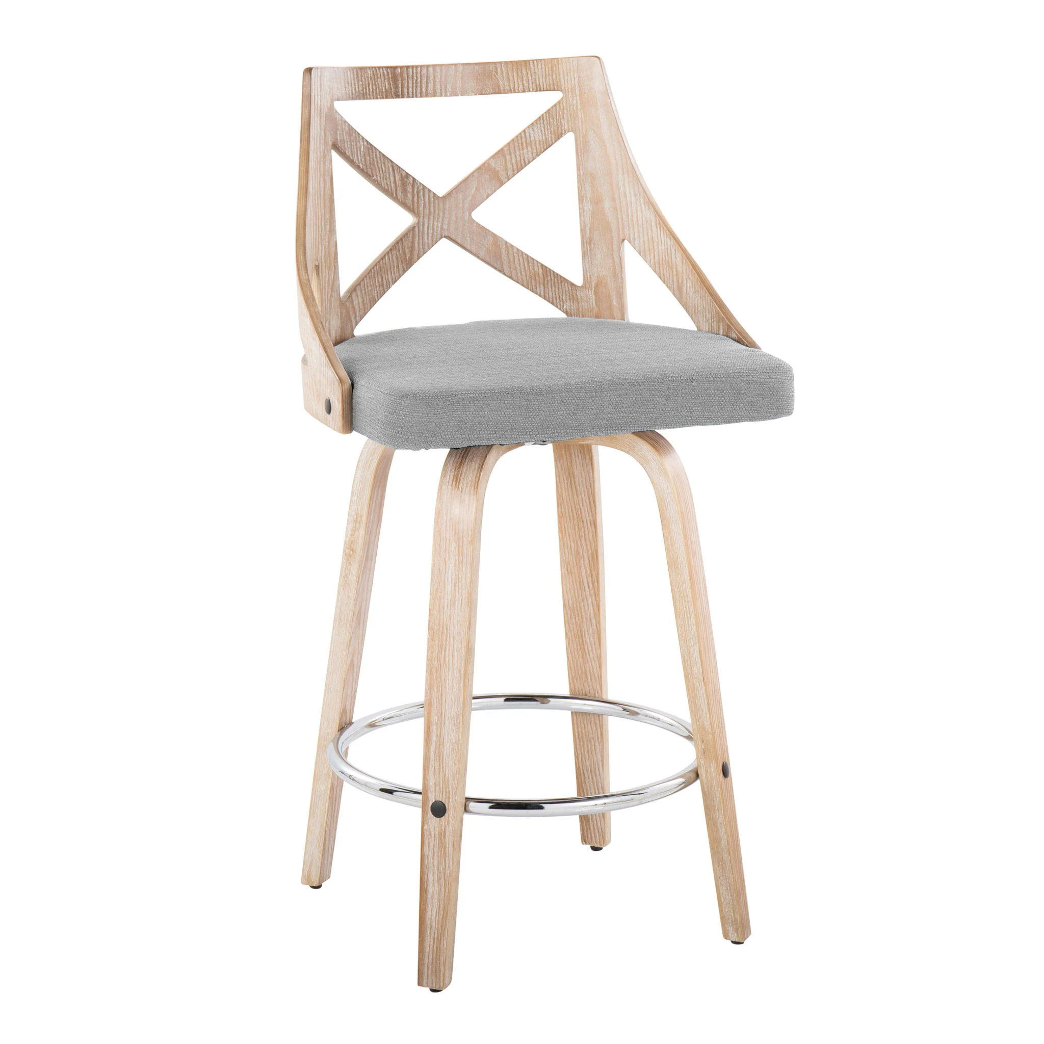 Charlotte - Farmhouse Fixed Height Counter Stool With Swivel And Round Footrest (Set of 2) - Image 3