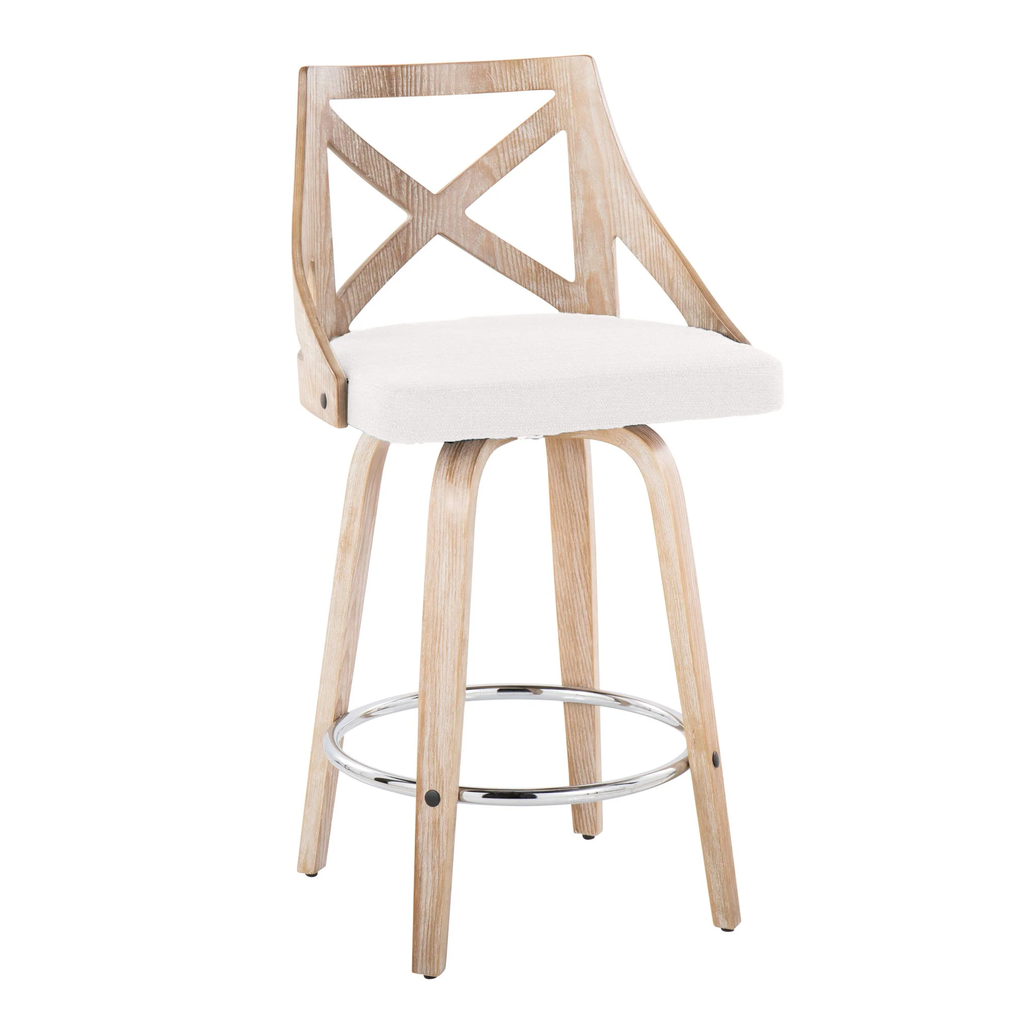 Charlotte - Farmhouse Fixed Height Counter Stool With Swivel And Round Footrest (Set of 2) - Image 4
