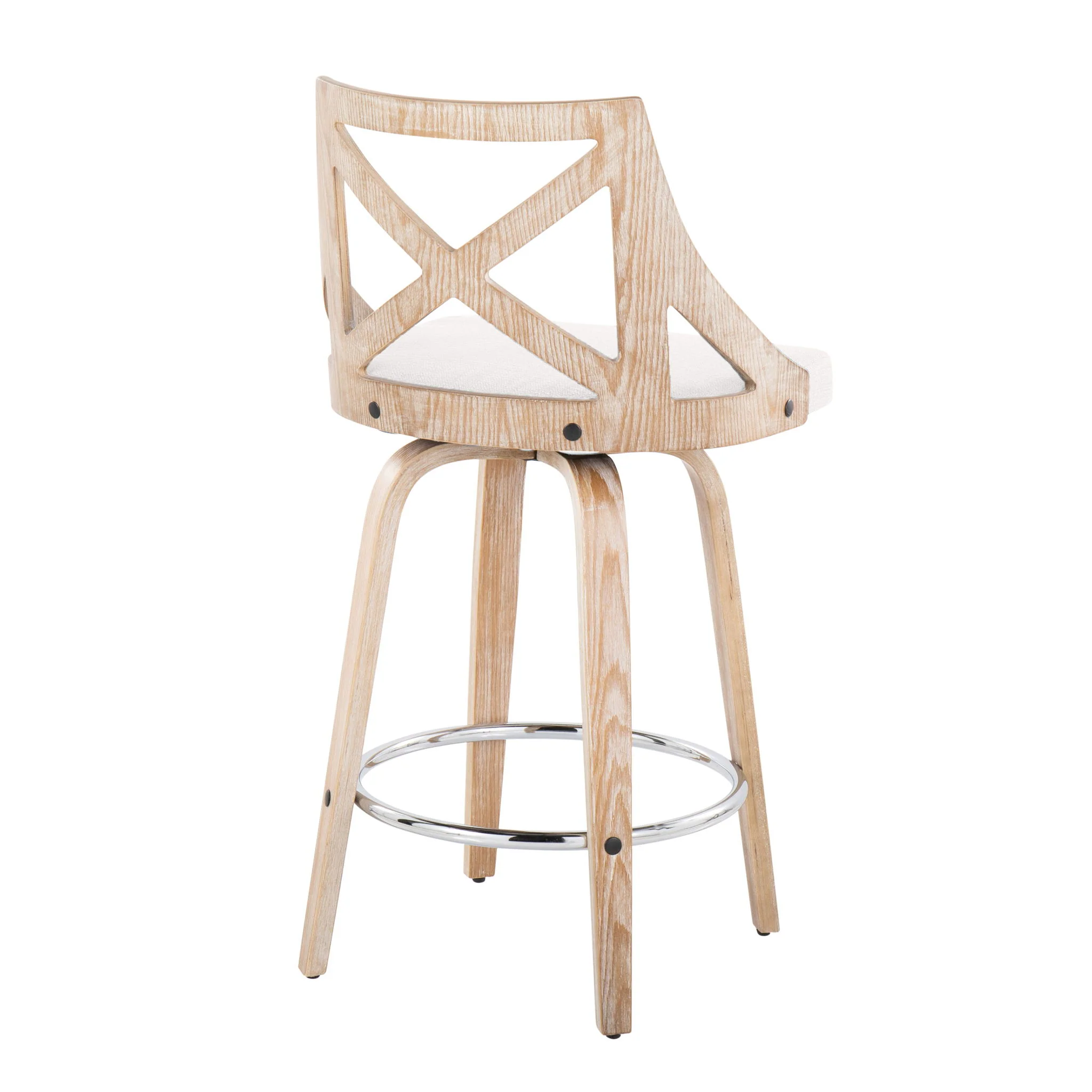 Charlotte - Farmhouse Fixed Height Counter Stool With Swivel And Round Footrest (Set of 2) - Image 5