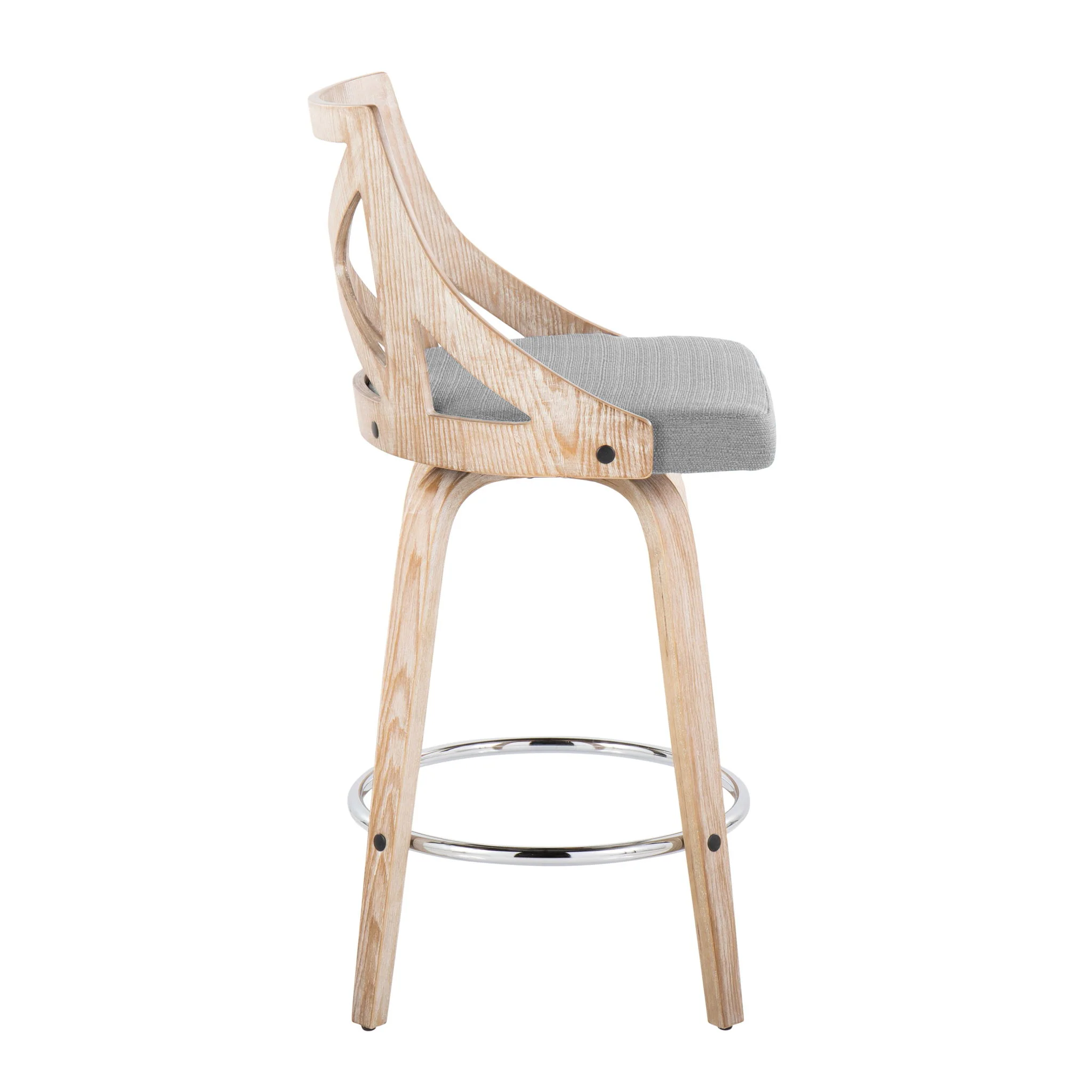 Charlotte - Farmhouse Fixed Height Counter Stool With Swivel And Round Footrest (Set of 2) - Image 6