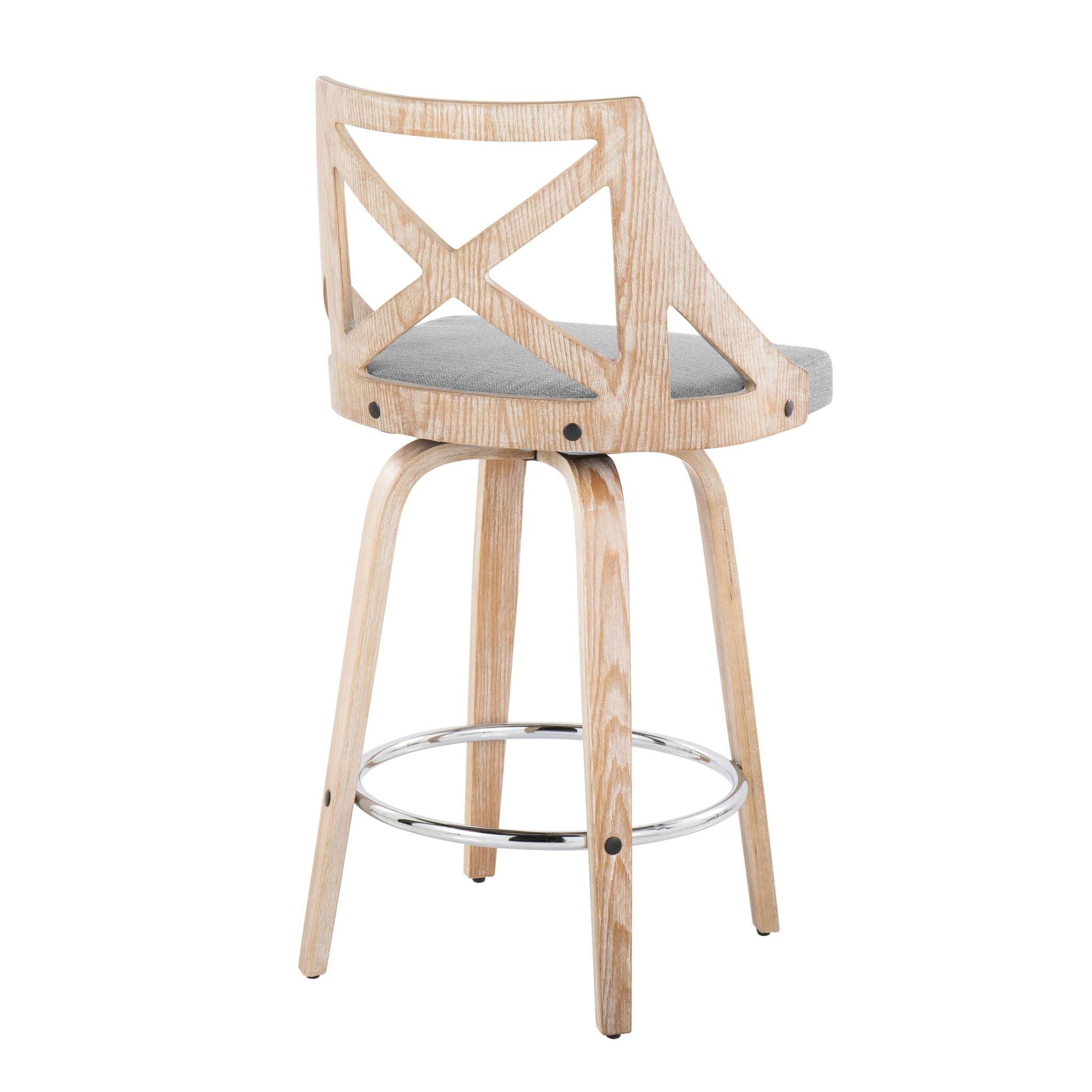Charlotte - Farmhouse Fixed Height Counter Stool With Swivel And Round Footrest (Set of 2) - Image 7