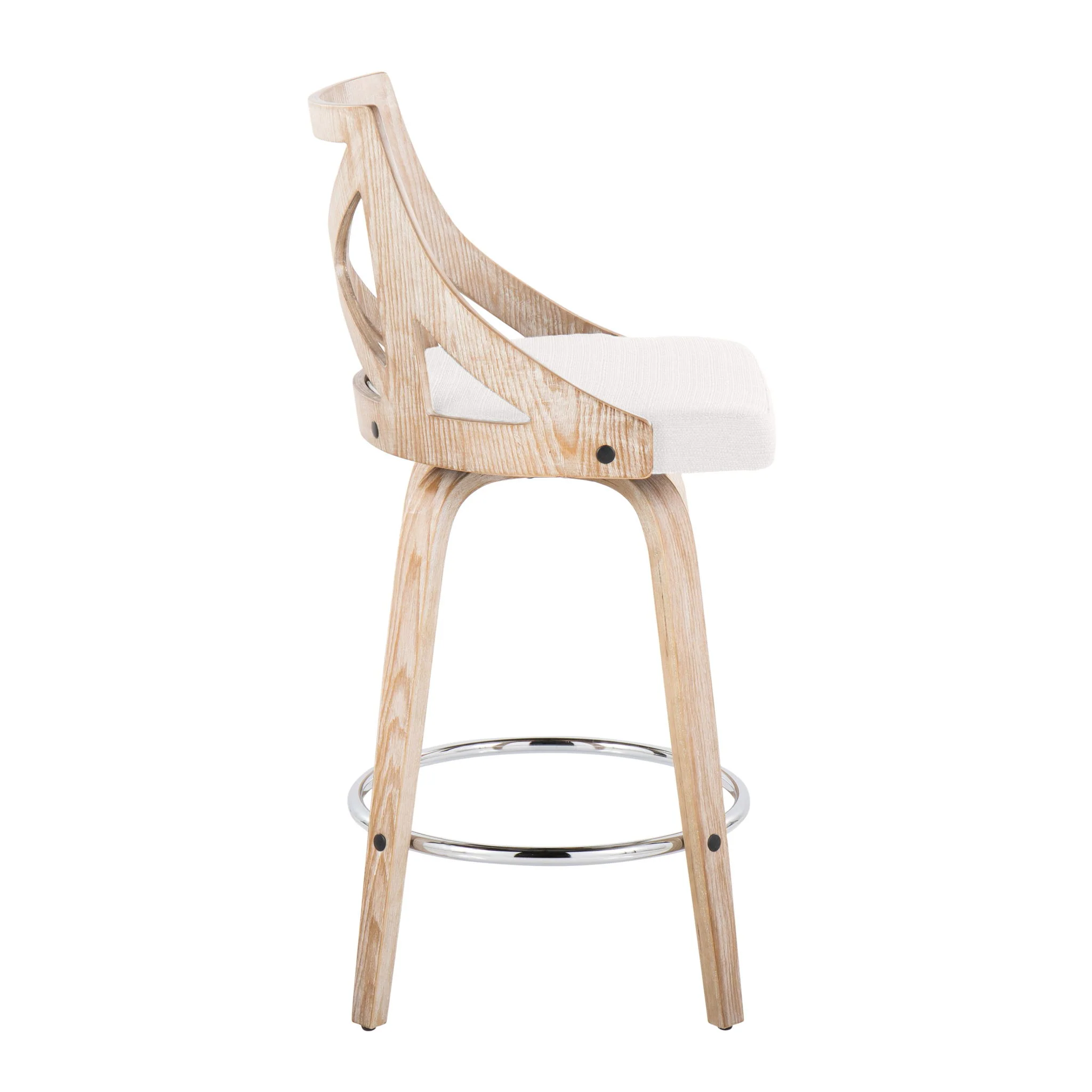 Charlotte - Farmhouse Fixed Height Counter Stool With Swivel And Round Footrest (Set of 2) - Image 8