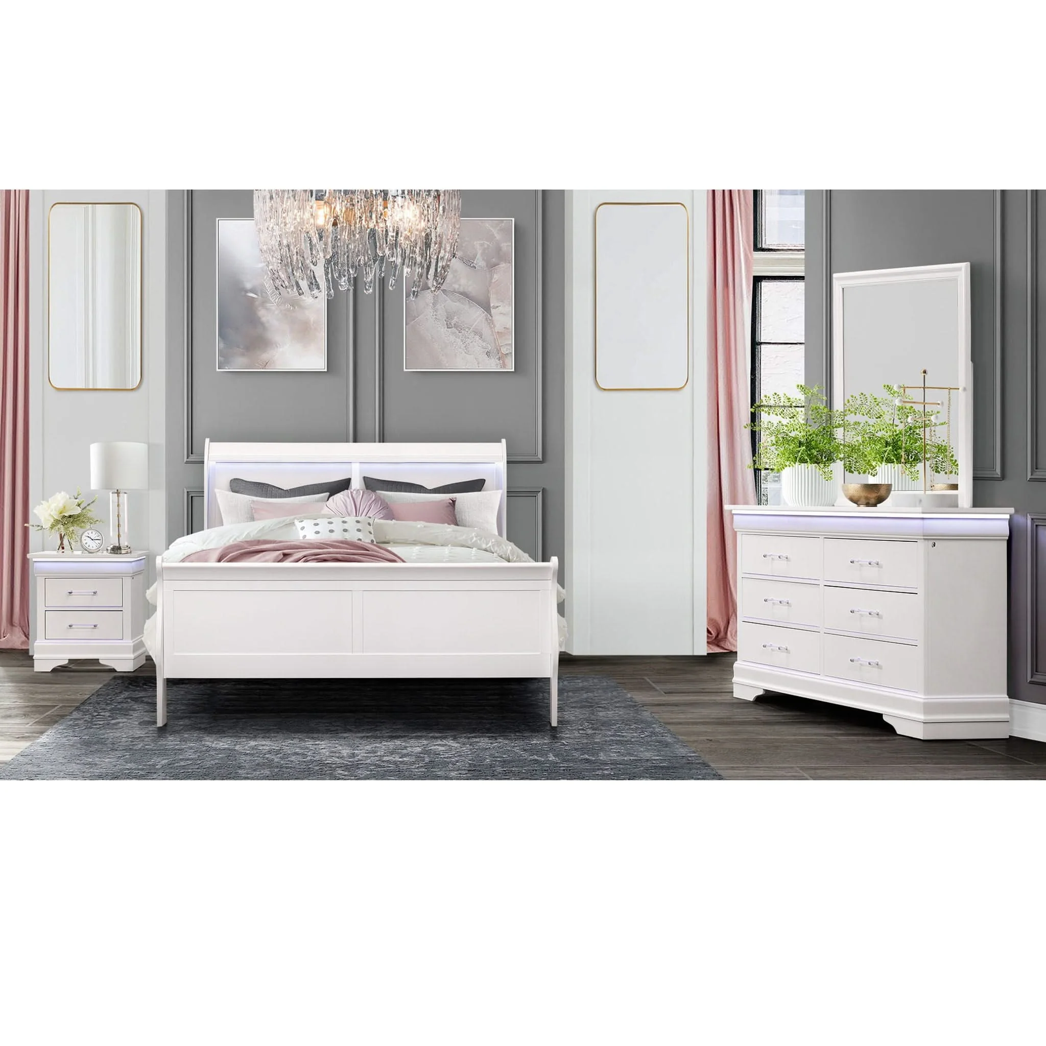 Charlston - 5 Piece Bedroom Set With LED Headboard - Image 10