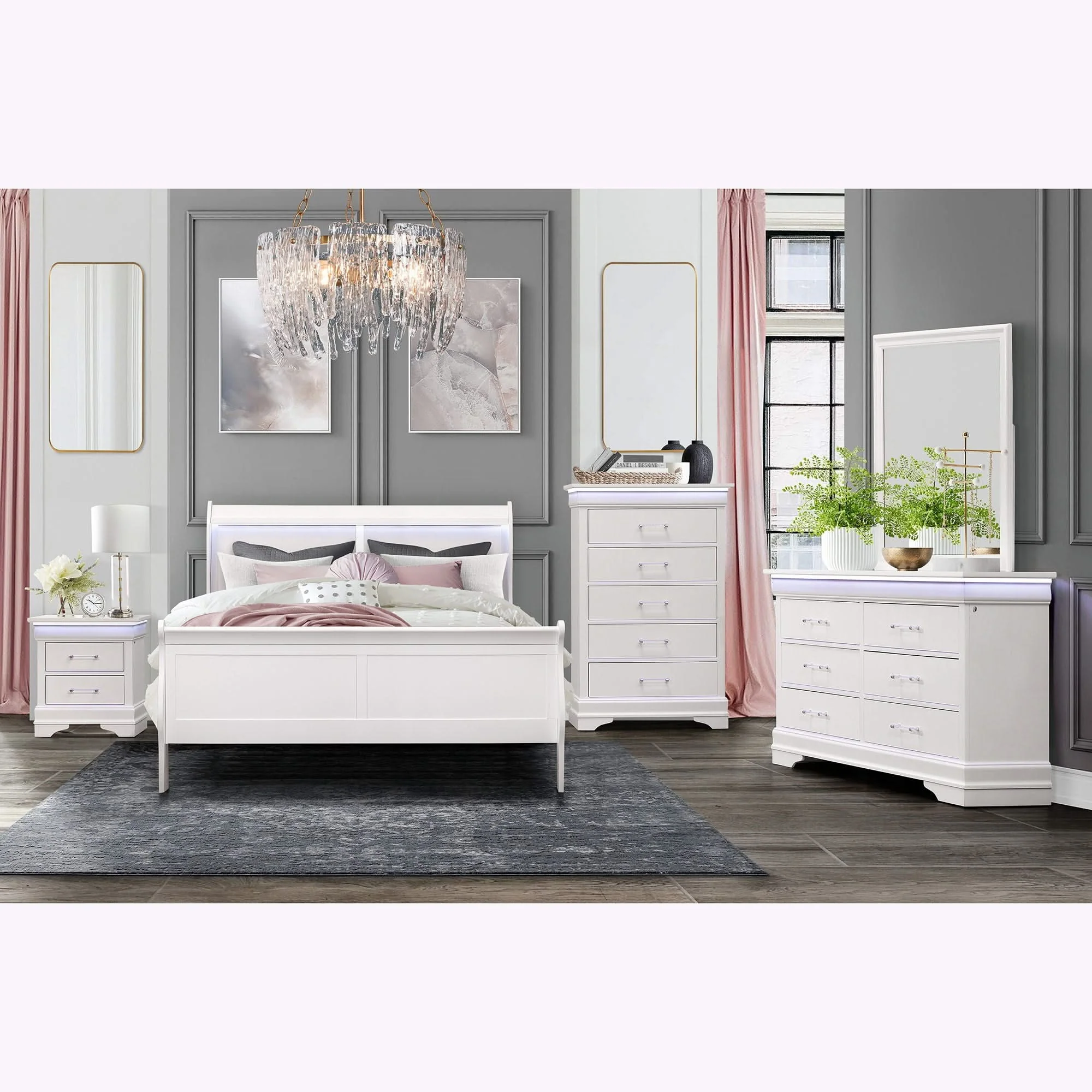 Charlston - 5 Piece Bedroom Set With LED Headboard - Image 15