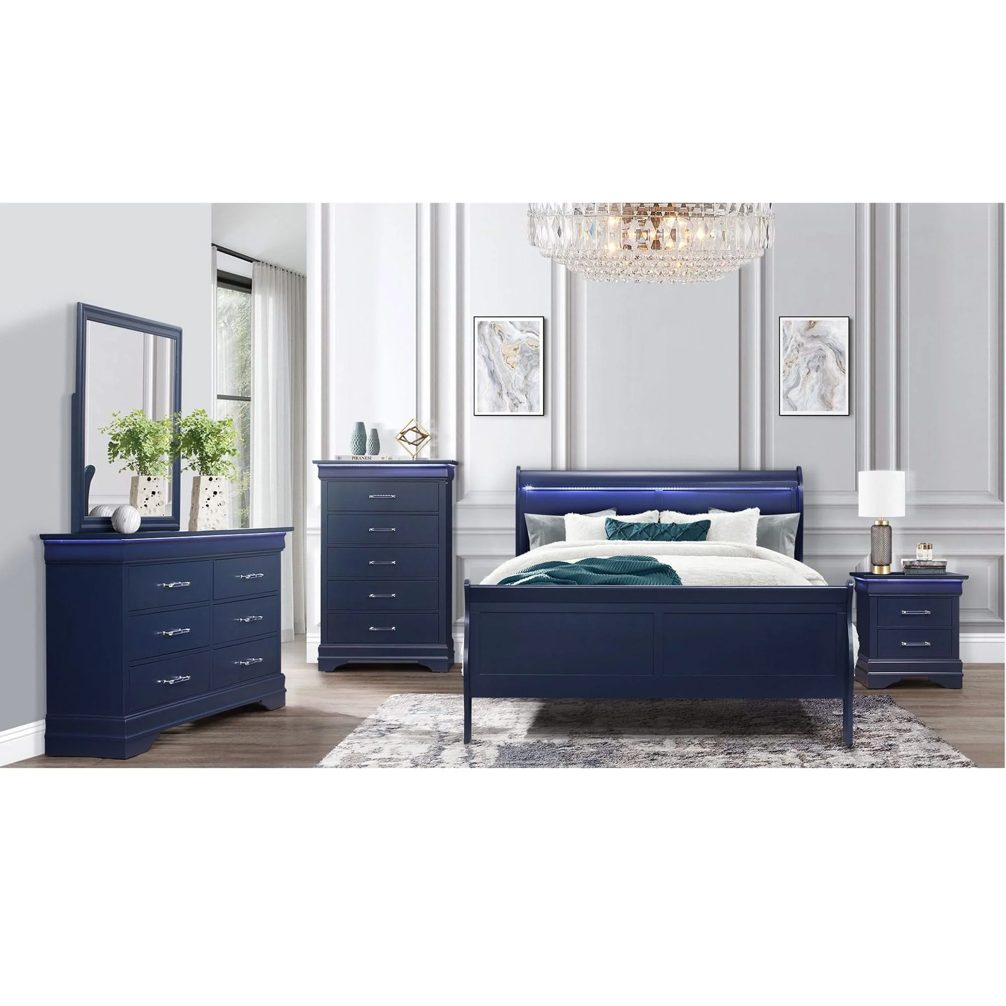 Charlston - 5 Piece Bedroom Set With LED Headboard - Image 17