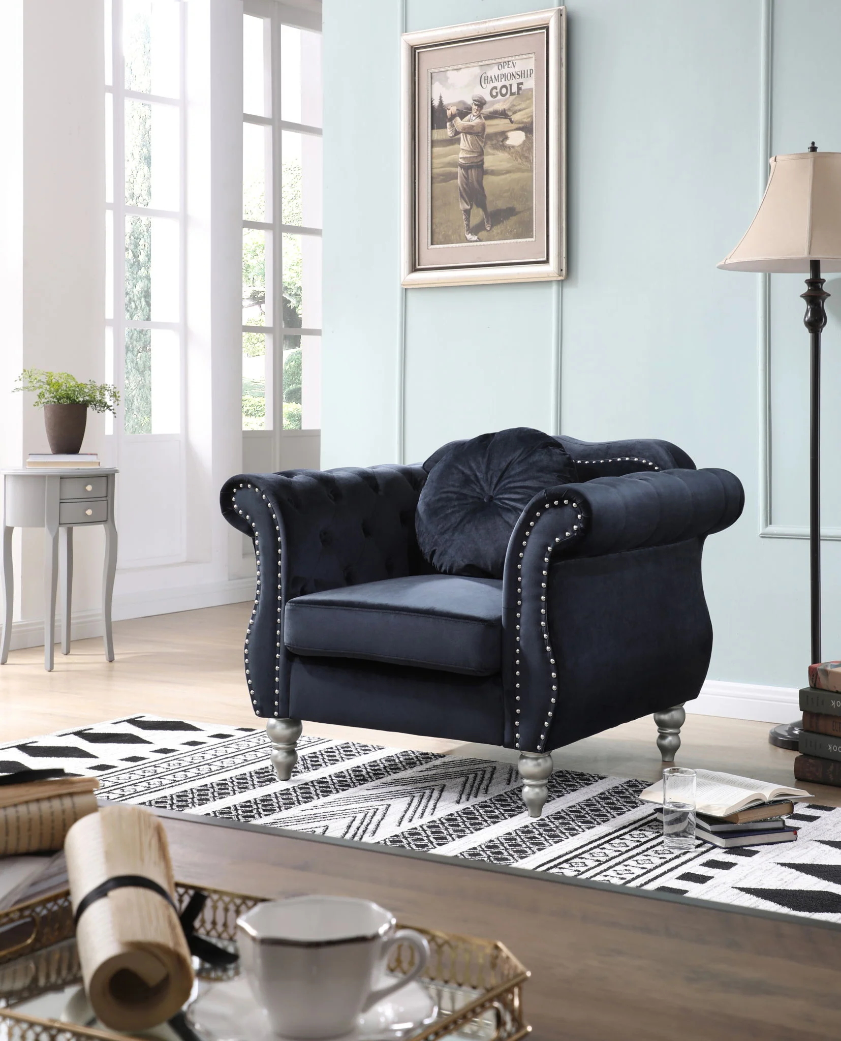 Chic Transitional Flared Arm Chair - Image 6