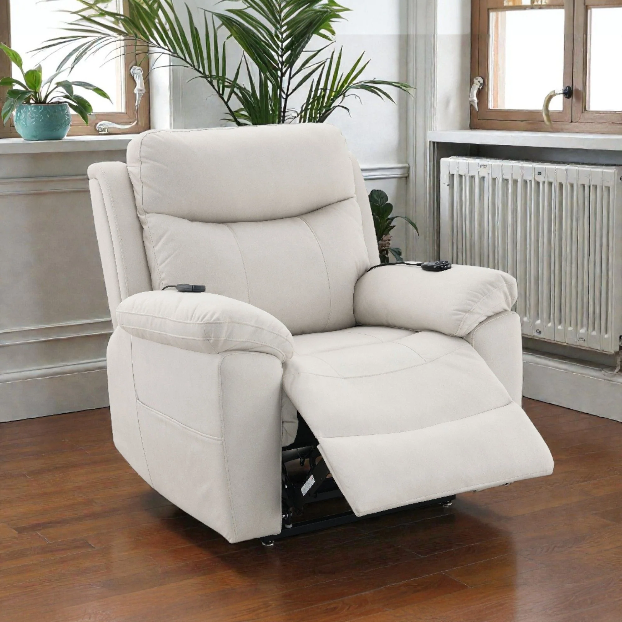 Chriki - Power Motion Recliner & Lift Heating Massage Chair - Beige - Image 4