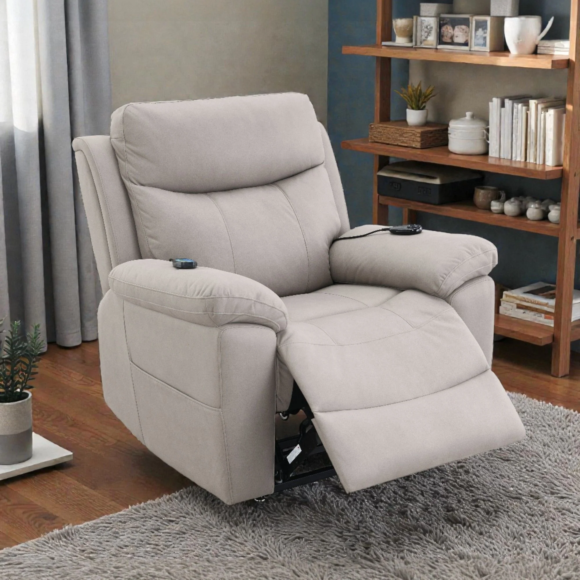 Chriki - Power Motion Recliner With Lift Heating Massage Chair - Beige - Image 3
