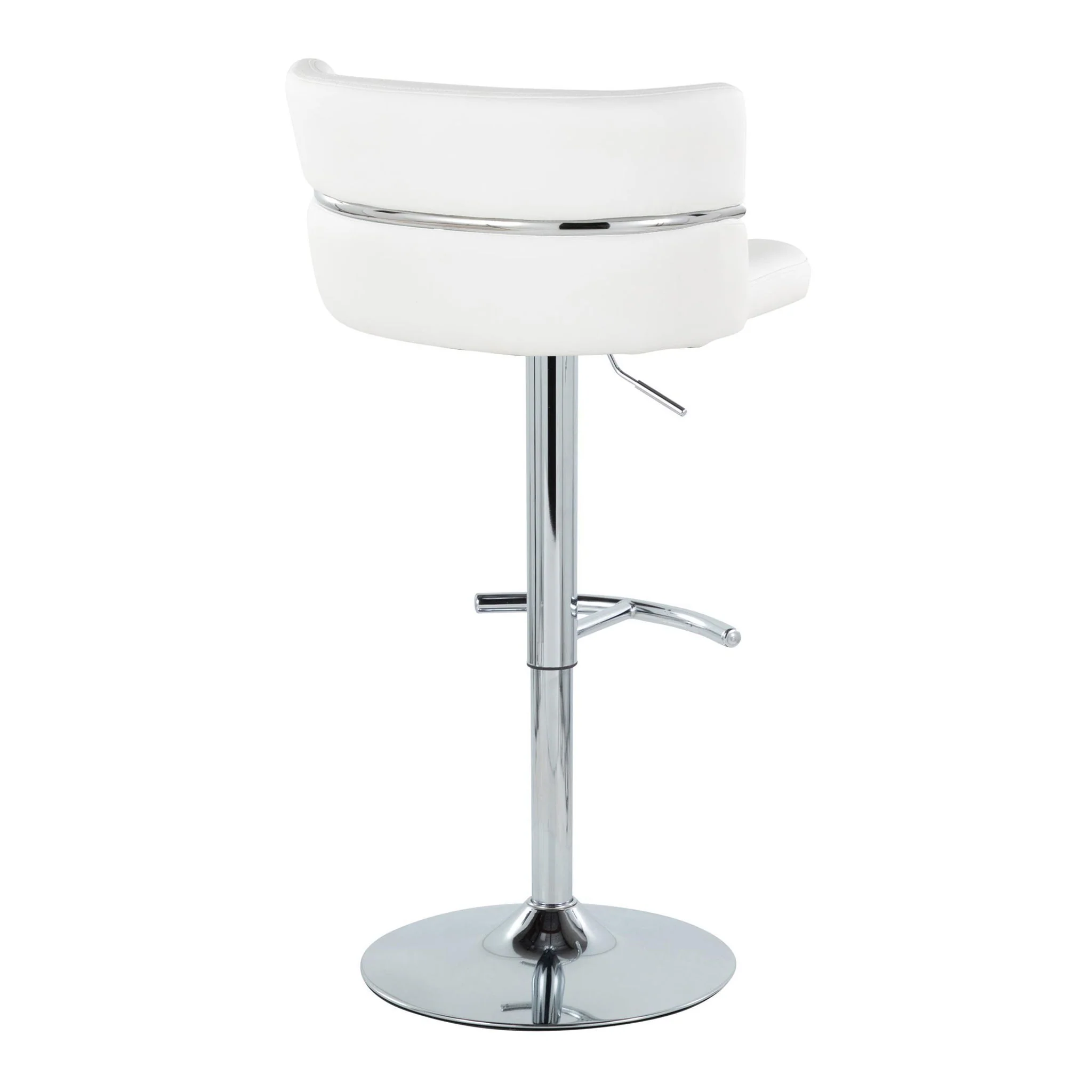 Cinch - Contemporary Adjustable Barstool With Swivel With Rounded T Footrest (Set of 2) - Chrome / White - Image 2