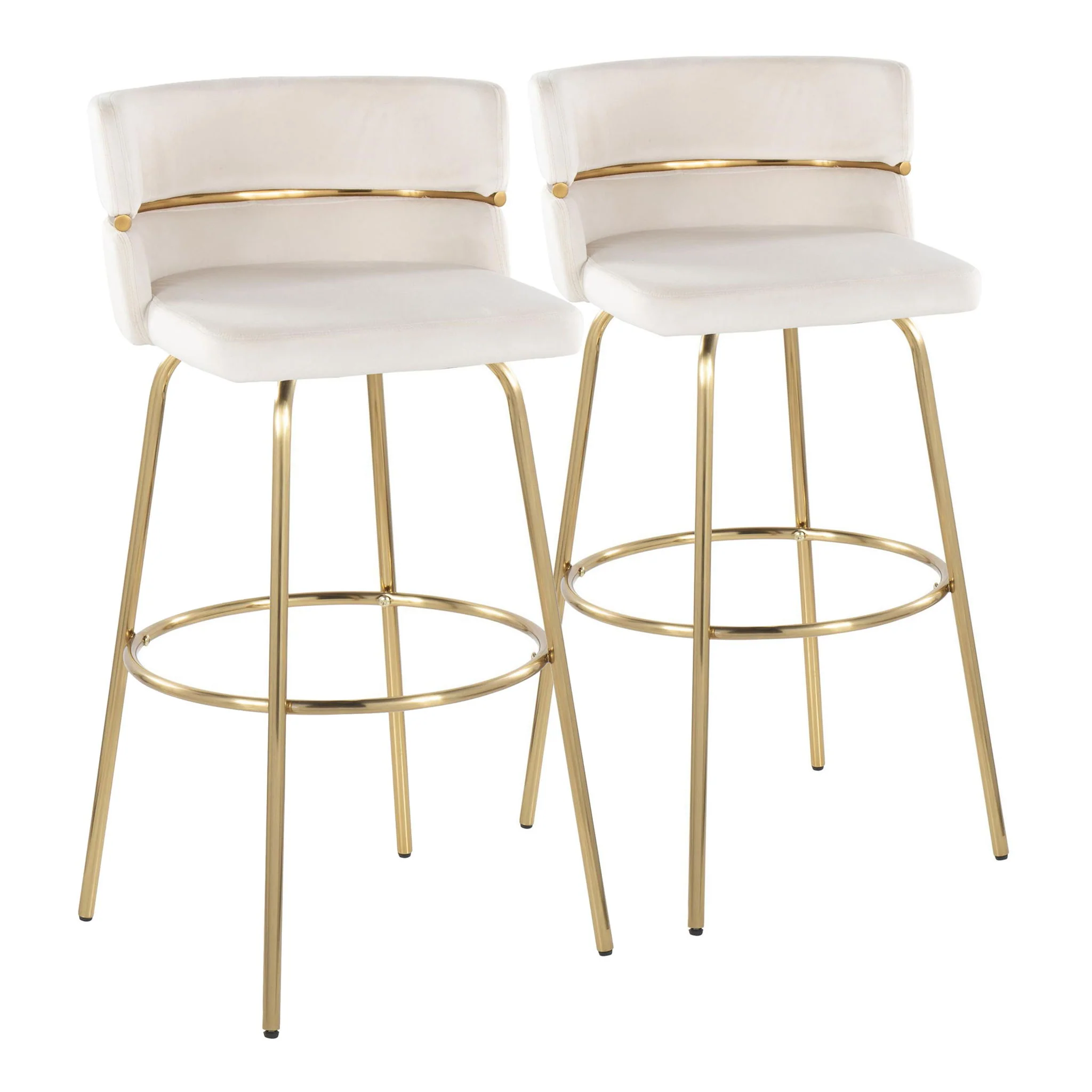 Cinch - Glam / Art Deco Fixed Height Barstool With Swivel With Round Footrest (Set of 2) - Image 2