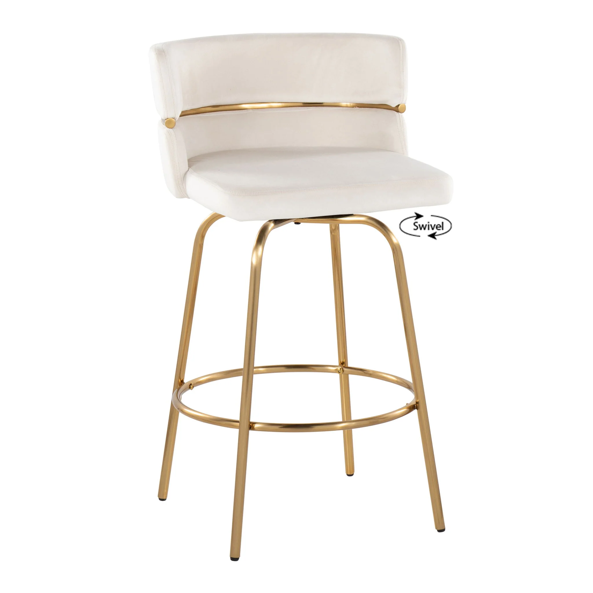 Cinch - Glam / Art Deco Fixed Height Counter Stool With Swivel With Round Footrest (Set of 2) - Image 3