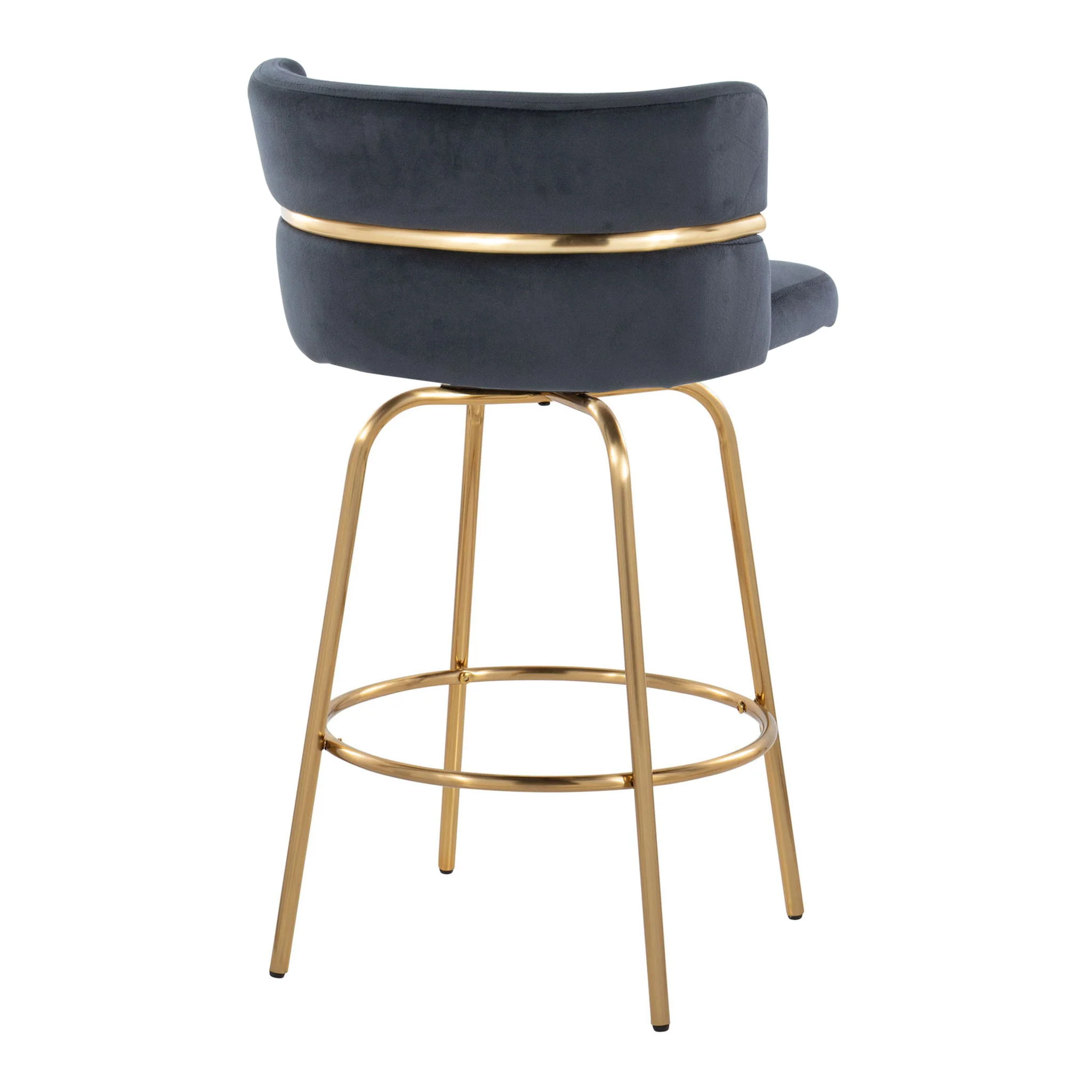 Cinch - Glam / Art Deco Fixed Height Counter Stool With Swivel With Round Footrest (Set of 2) - Image 4