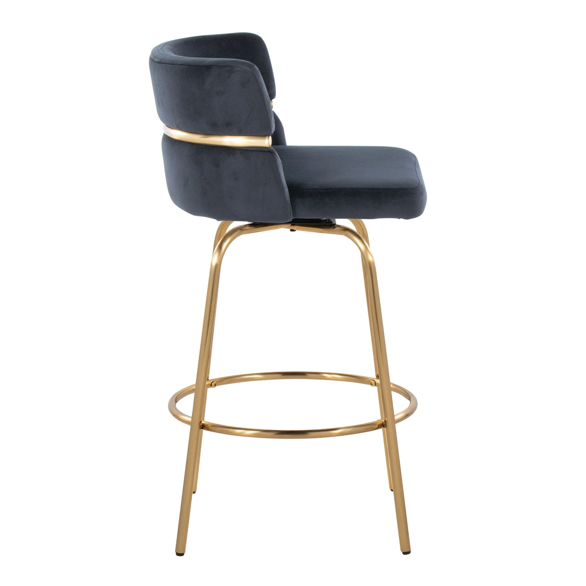 Cinch - Glam / Art Deco Fixed Height Counter Stool With Swivel With Round Footrest (Set of 2) - Image 5
