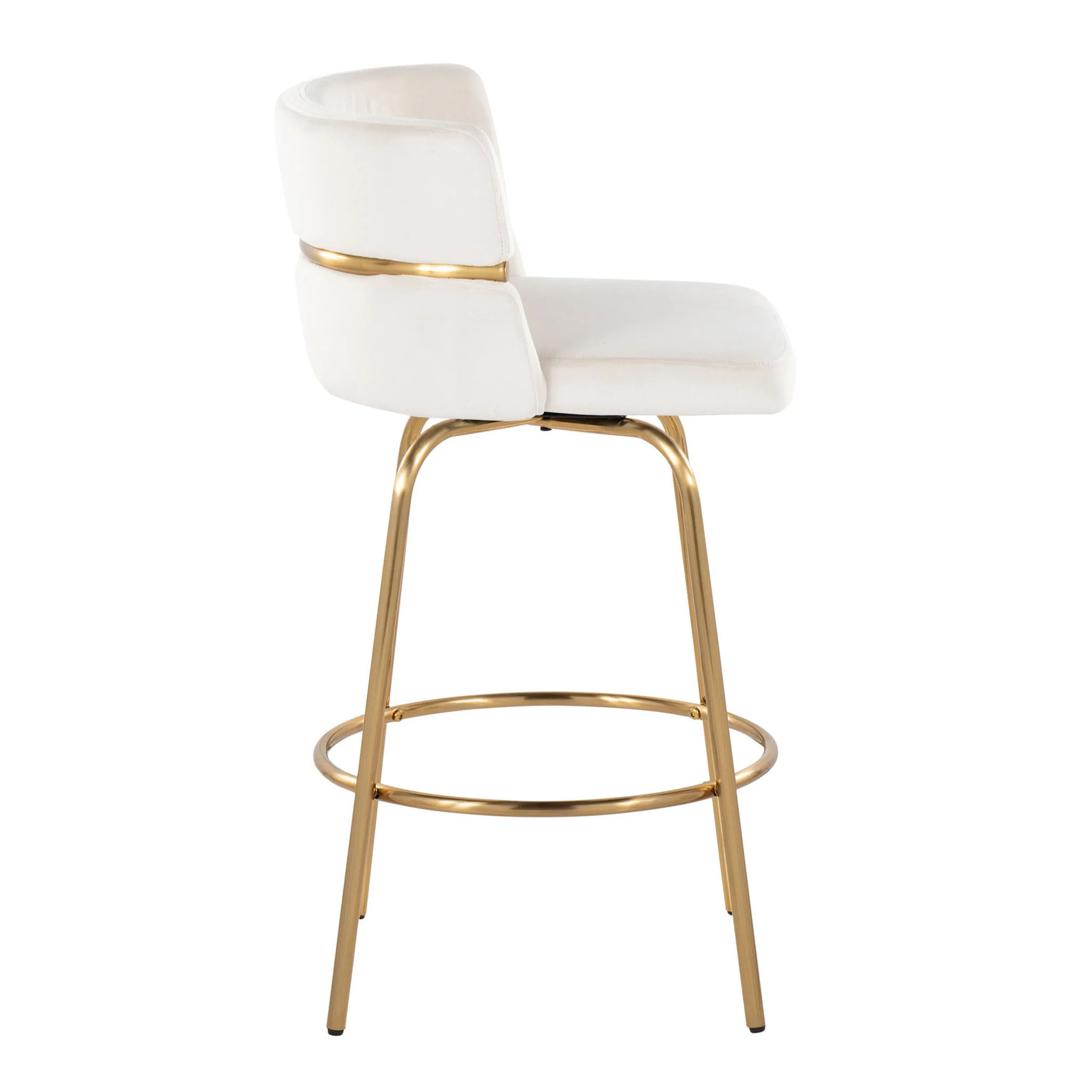 Cinch - Glam / Art Deco Fixed Height Counter Stool With Swivel With Round Footrest (Set of 2) - Image 6
