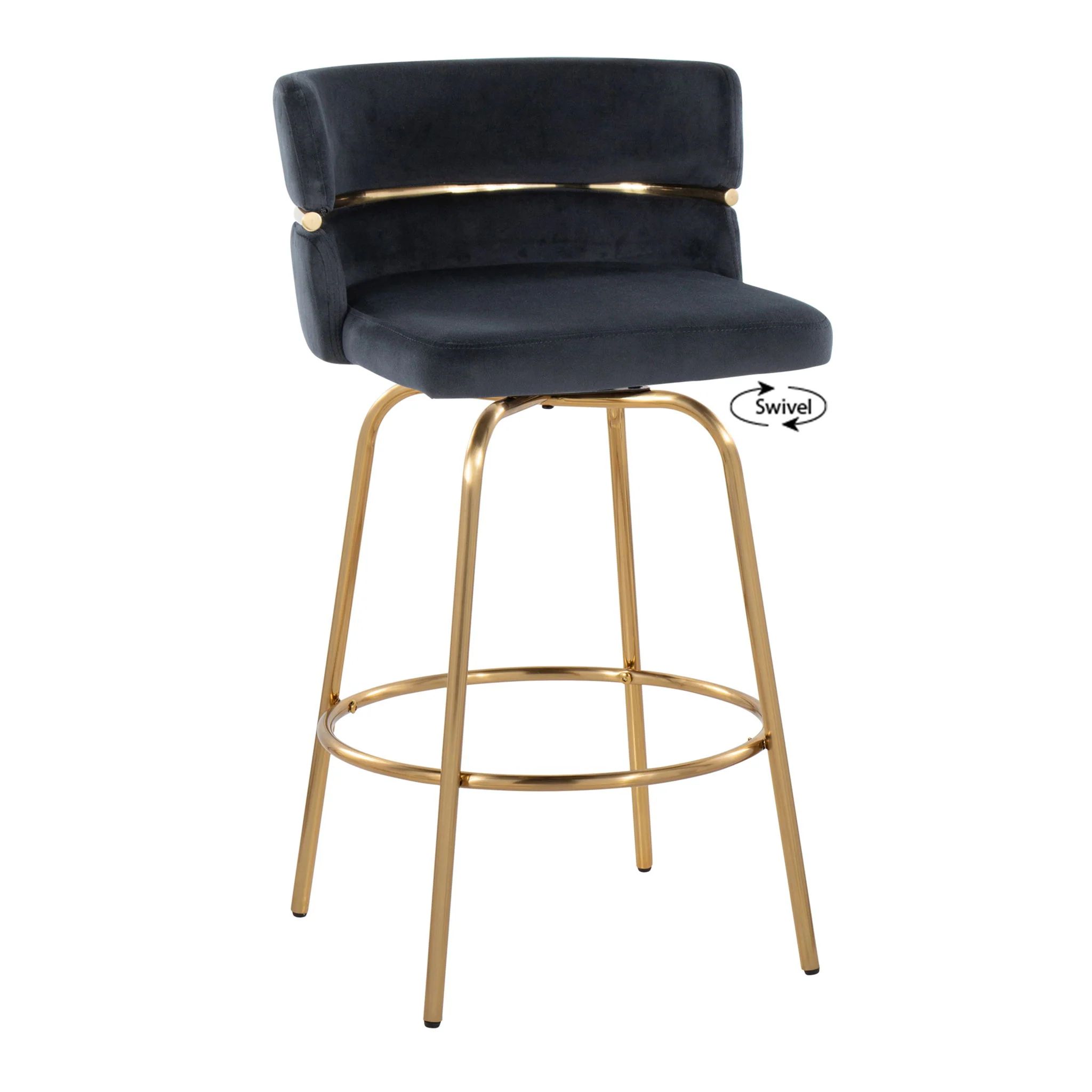 Cinch - Glam / Art Deco Fixed Height Counter Stool With Swivel With Round Footrest (Set of 2) - Image 8