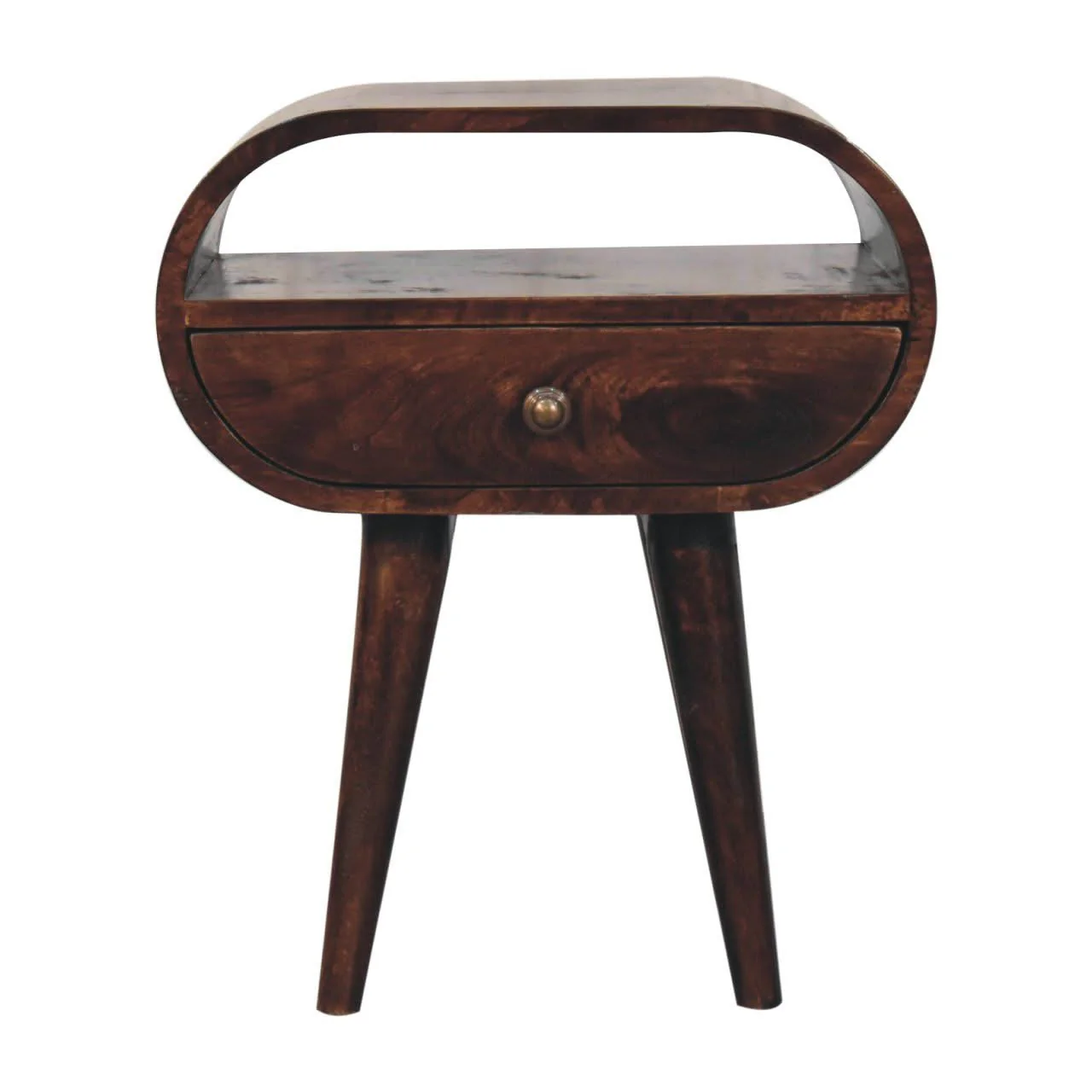 Circular Bedside Table With Open Slot - Walnut - Image 2