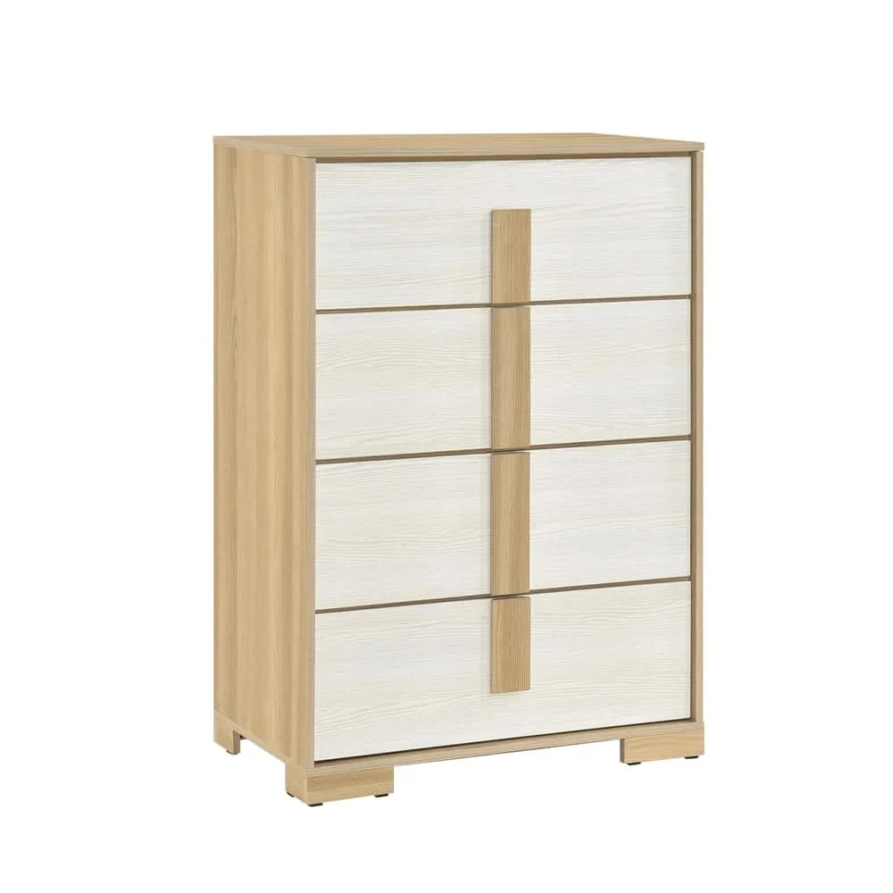 City Avenue Two-Tone Contemporary 4-Drawer Chest with Natural Wood Grain Finish