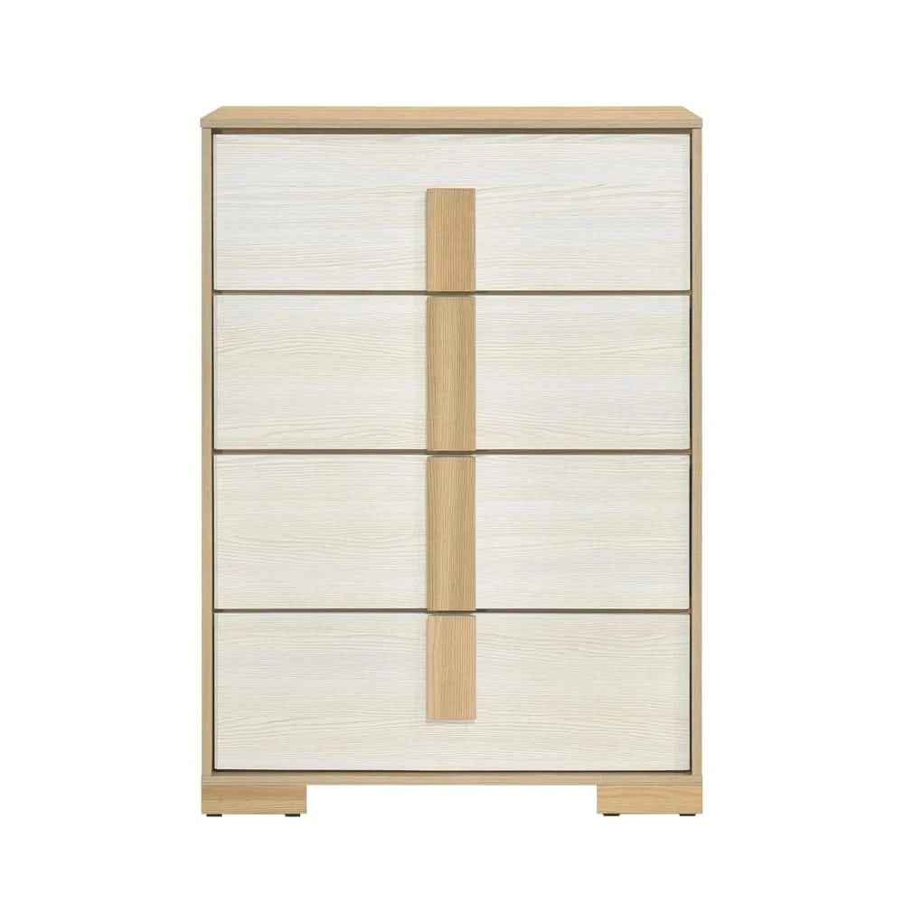 City Avenue Two-Tone Contemporary 4-Drawer Chest with Natural Wood Grain Finish - Image 2