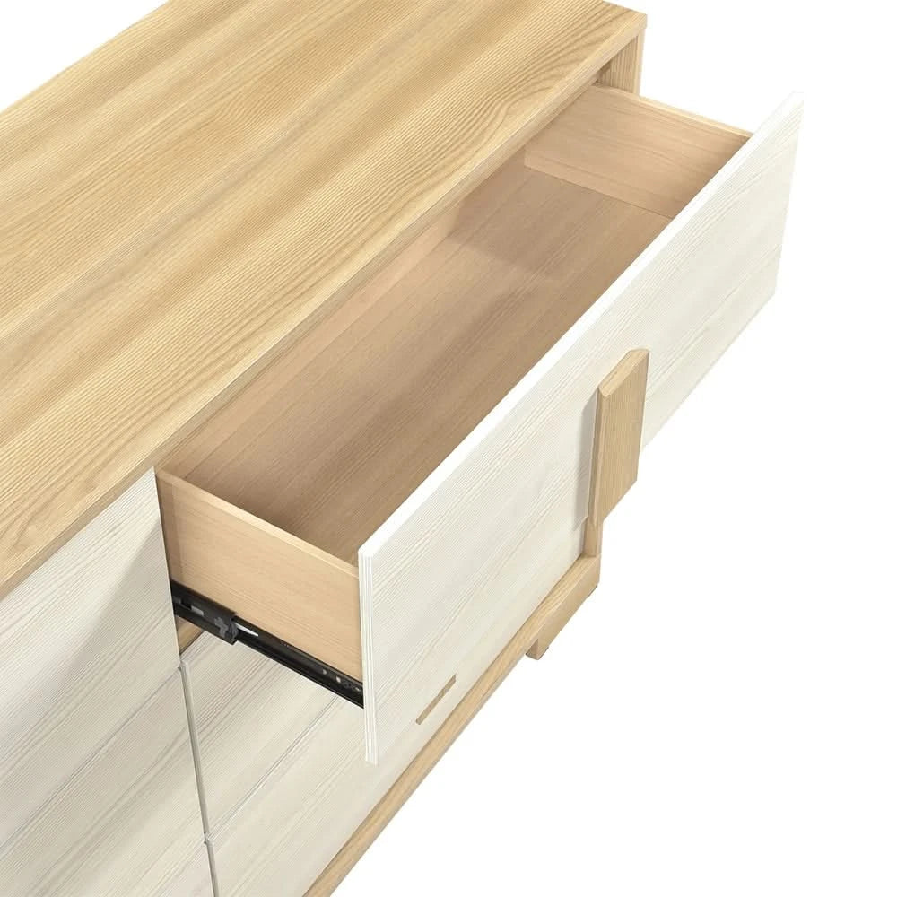 City Avenue Two-Tone Contemporary 5-Piece Bedroom Set with Natural Wood Grain Finish (Queen/King) - Image 11