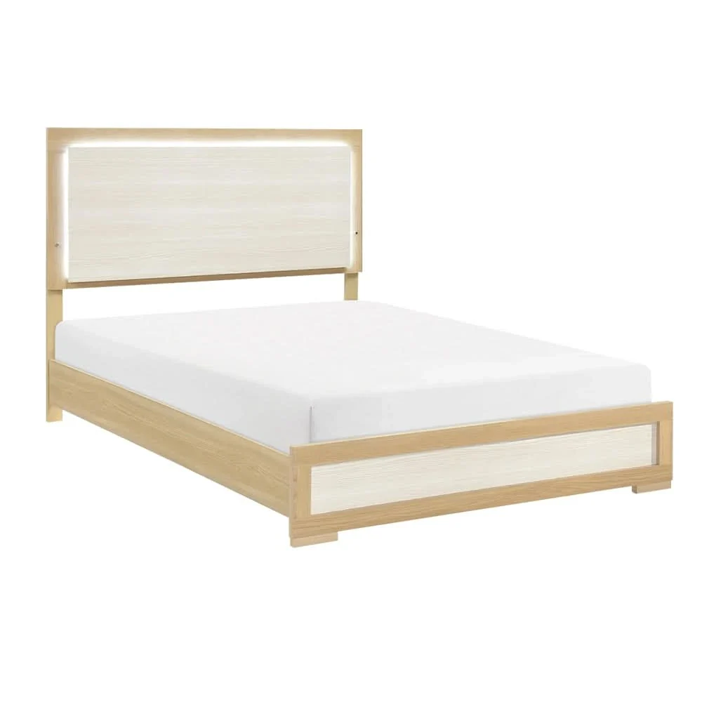City Avenue Two-Tone Contemporary 5-Piece Bedroom Set with Natural Wood Grain Finish (Queen/King) - Image 2