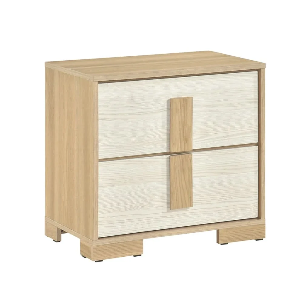 City Avenue Two-Tone Contemporary Nightstand with Natural Wood Grain Finish