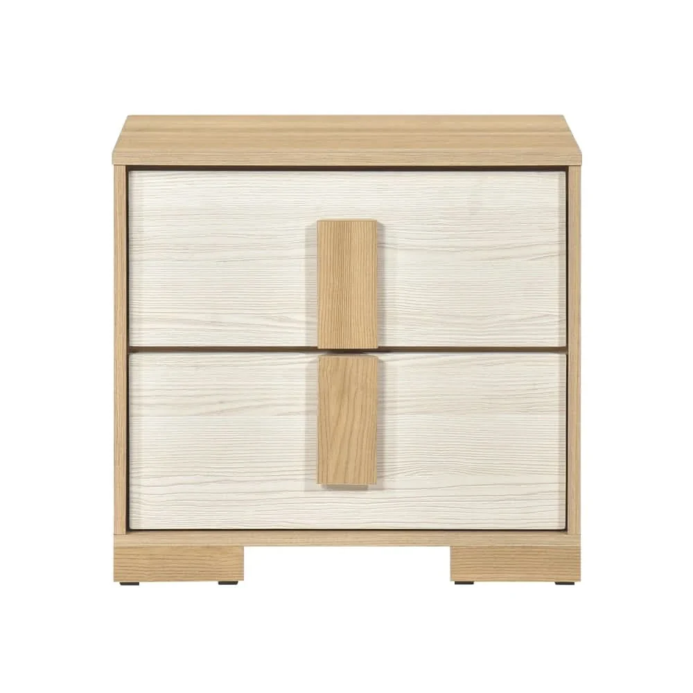 City Avenue Two-Tone Contemporary Nightstand with Natural Wood Grain Finish - Image 2