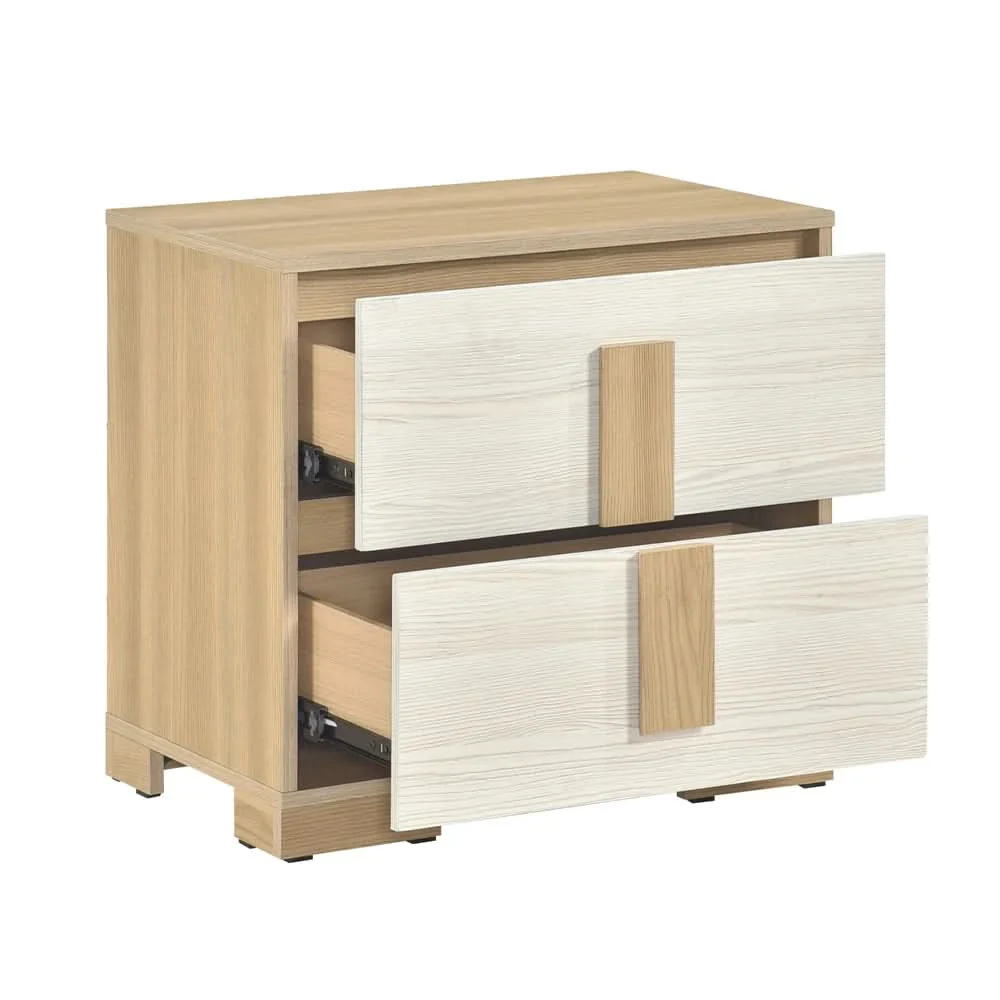 City Avenue Two-Tone Contemporary Nightstand with Natural Wood Grain Finish - Image 3