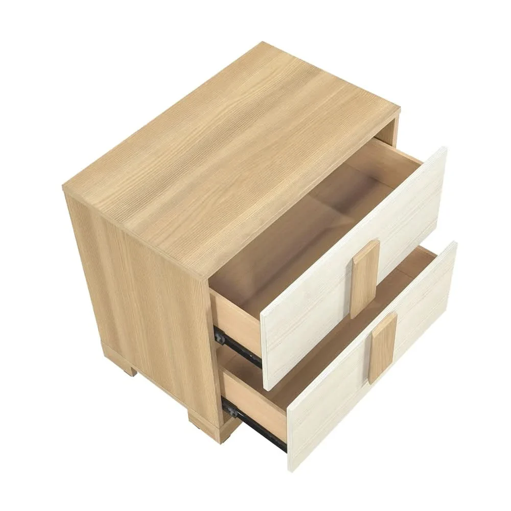 City Avenue Two-Tone Contemporary Nightstand with Natural Wood Grain Finish - Image 4