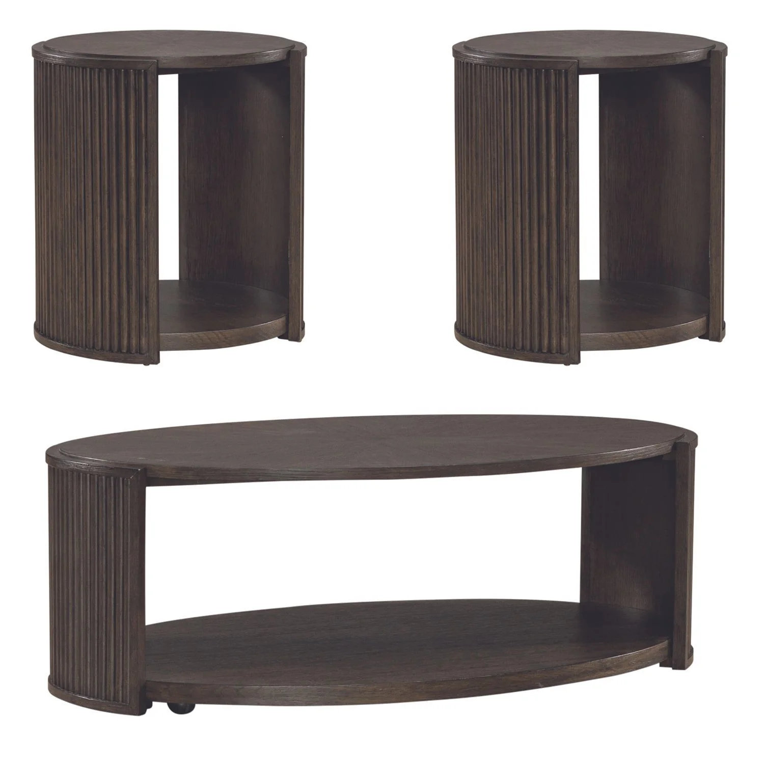 City View - 3 Piece Table Set (1 Cocktail 2 Round End Tables) - Coffee Bean - Image 2