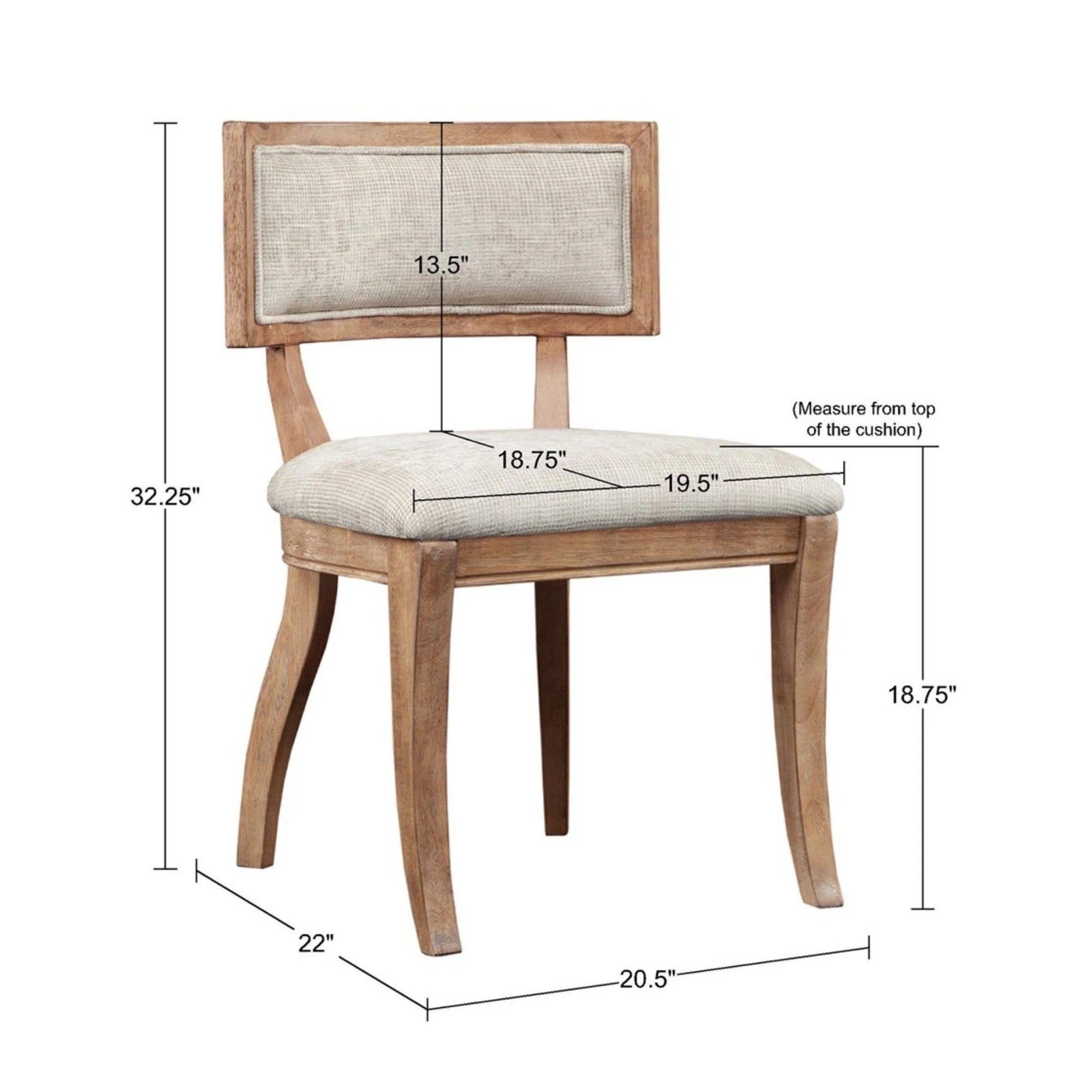 Classic Dining Chair With Curved Back (Set of 2) - Beige / Light Natural - Image 2