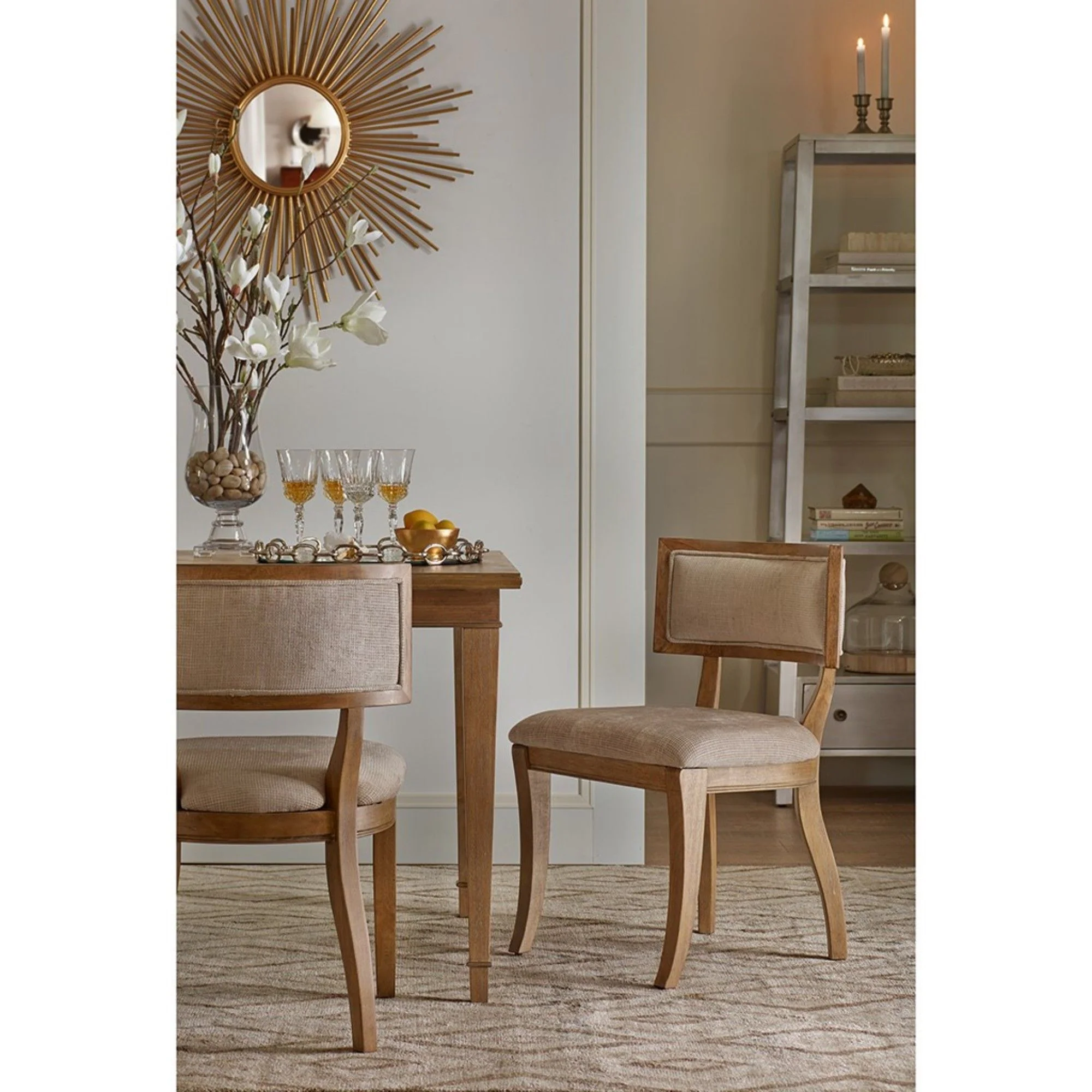 Classic Dining Chair With Curved Back (Set of 2) - Beige / Light Natural - Image 4