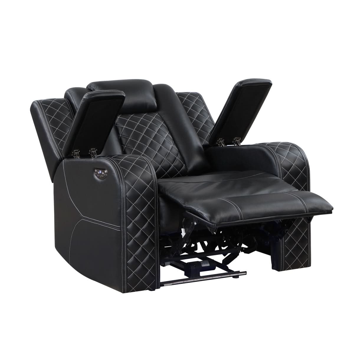 Cleo Black or Dove Contemporary Power Recliner with Power Headrest and LED Lighting - Image 10