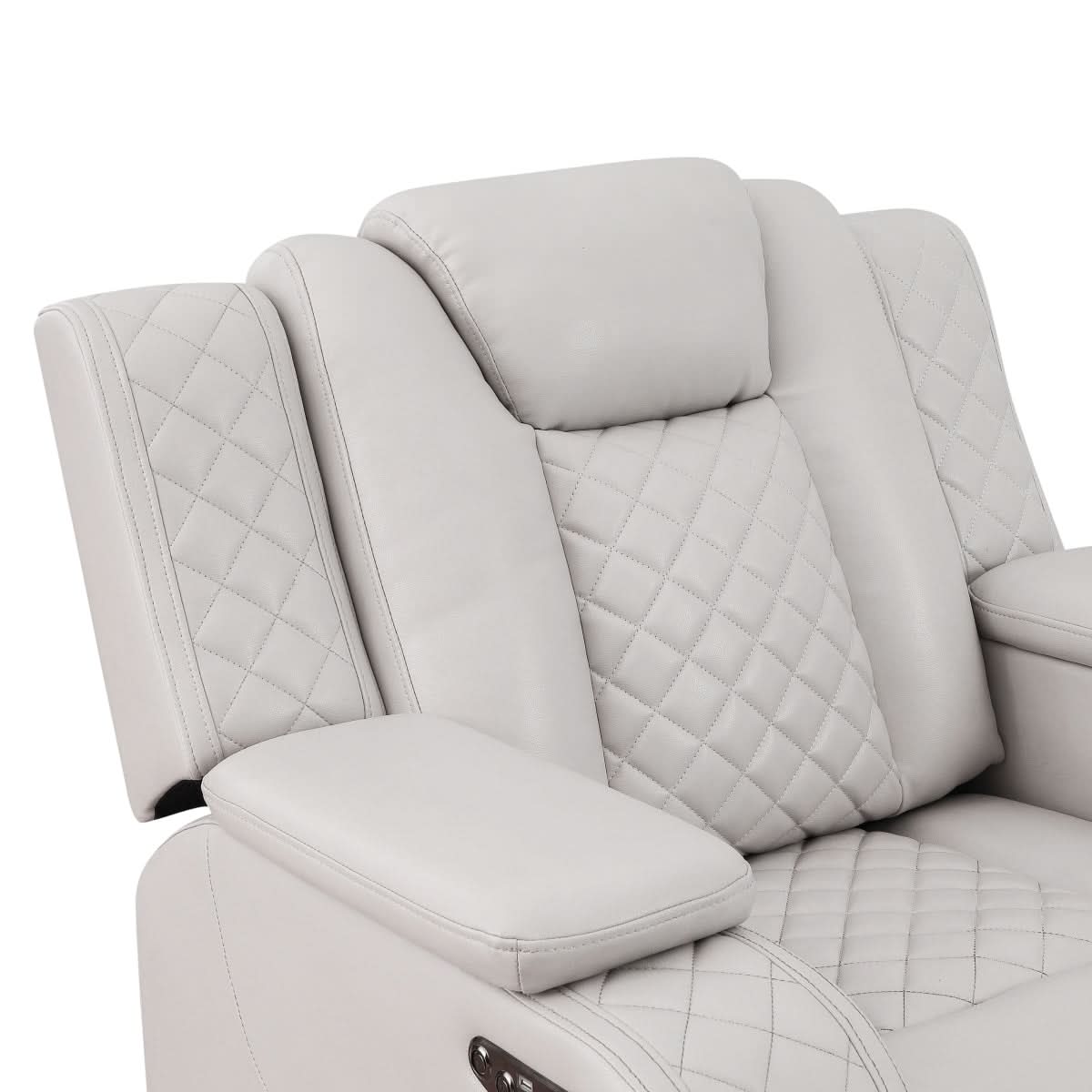 Cleo Black or Dove Contemporary Power Recliner with Power Headrest and LED Lighting - Image 11