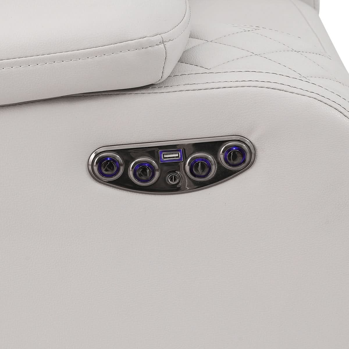 Cleo Black or Dove Contemporary Power Recliner with Power Headrest and LED Lighting - Image 13