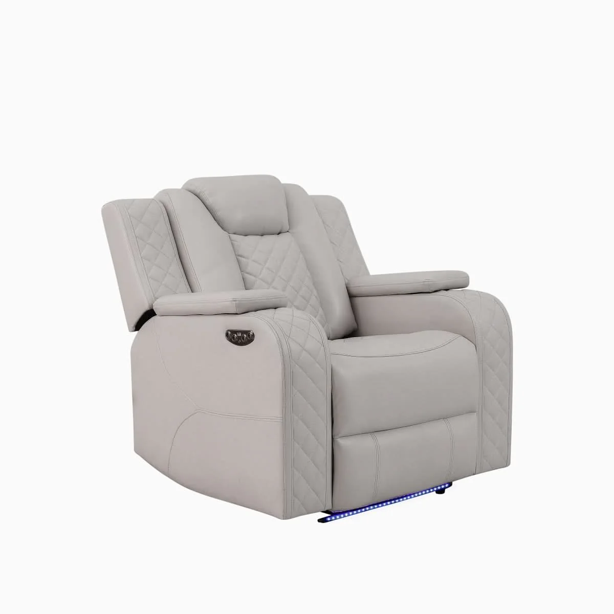 Cleo Black or Dove Contemporary Power Recliner with Power Headrest and LED Lighting - Image 5