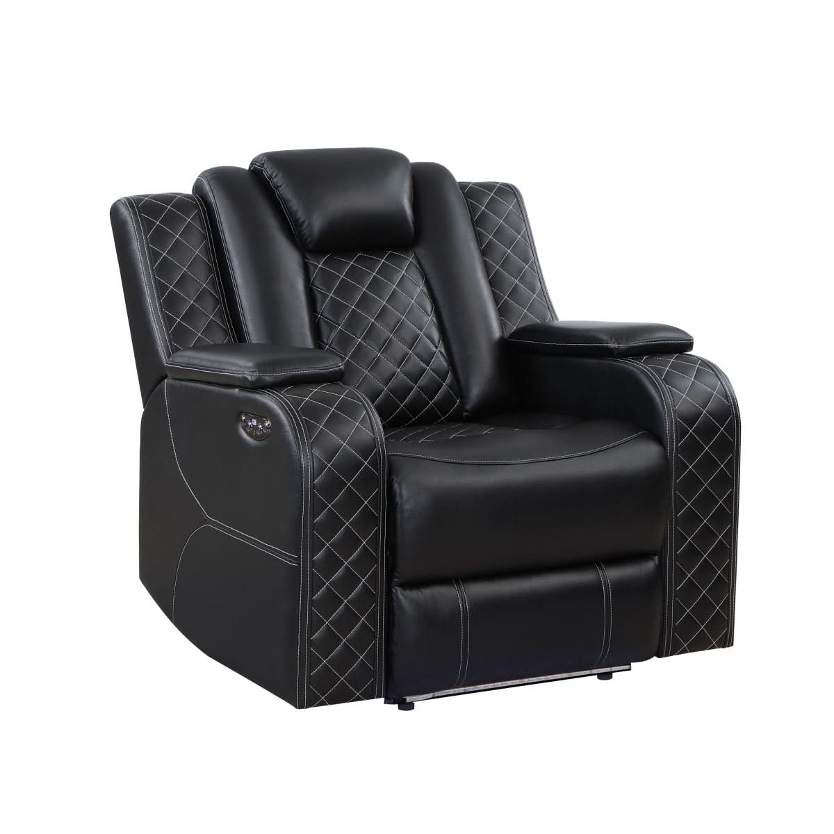 Cleo Black or Dove Contemporary Power Recliner with Power Headrest and LED Lighting - Image 6