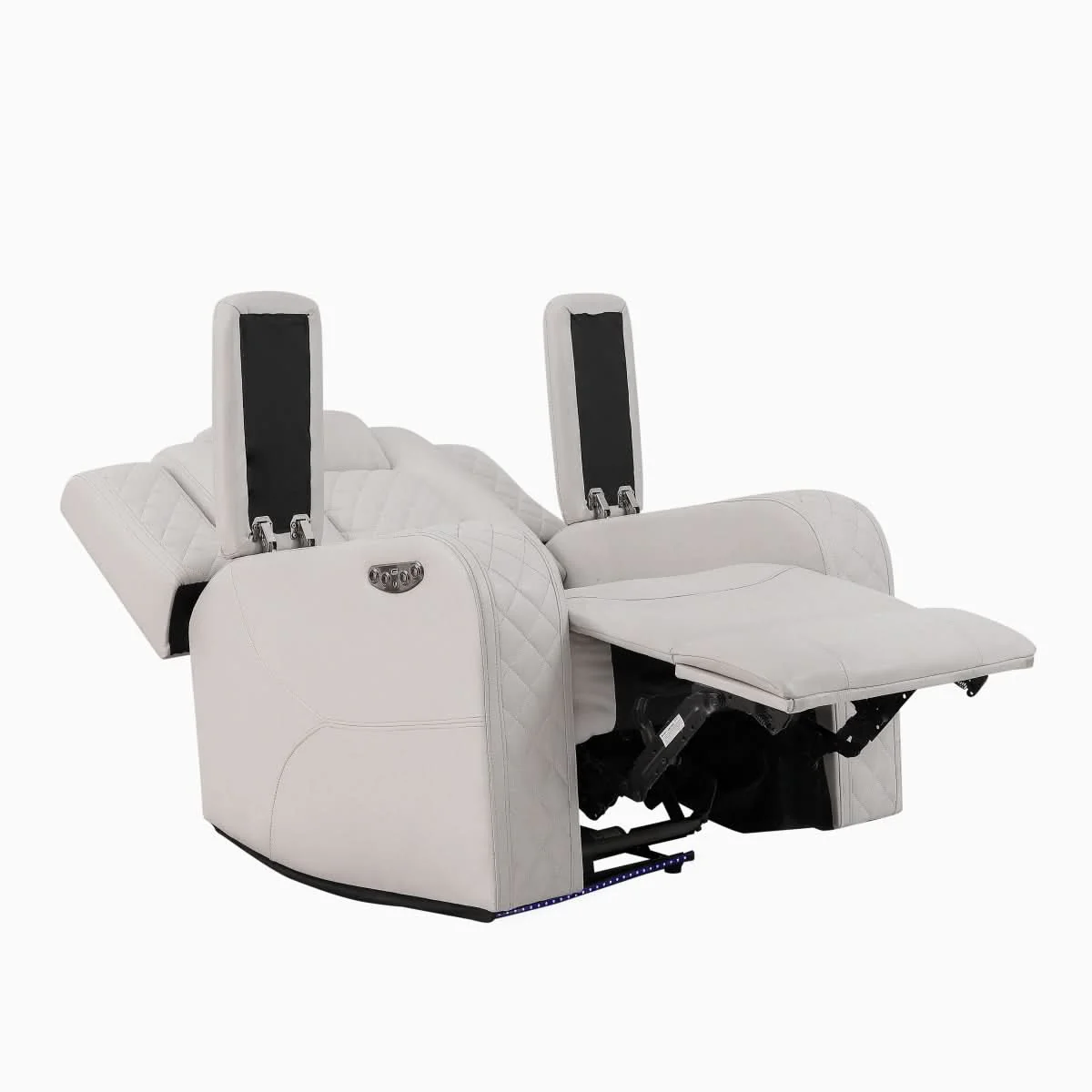 Cleo Black or Dove Contemporary Power Recliner with Power Headrest and LED Lighting - Image 9